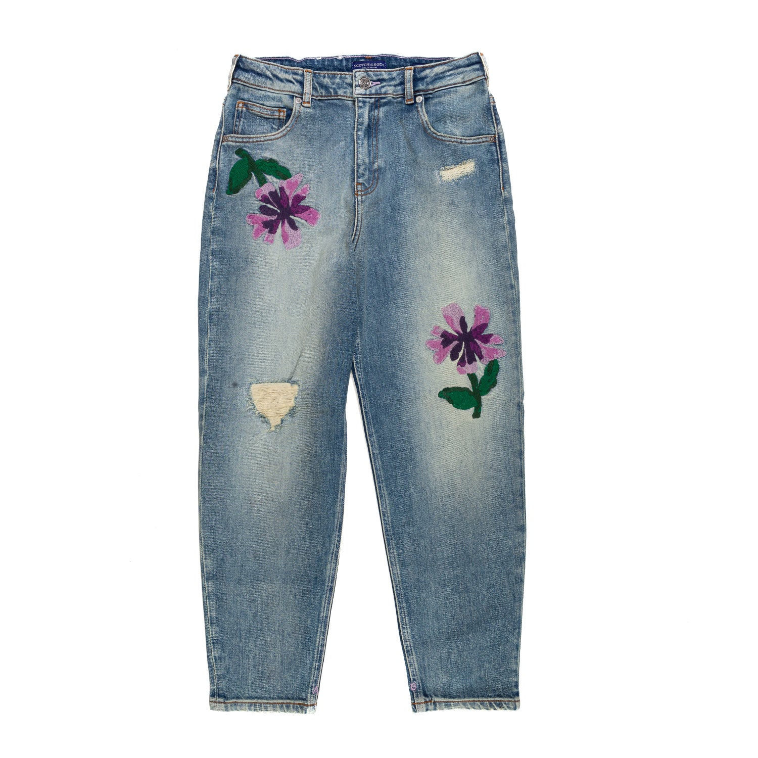 Jeans con ricami a fiori - annameglio.com abbigliamento moda