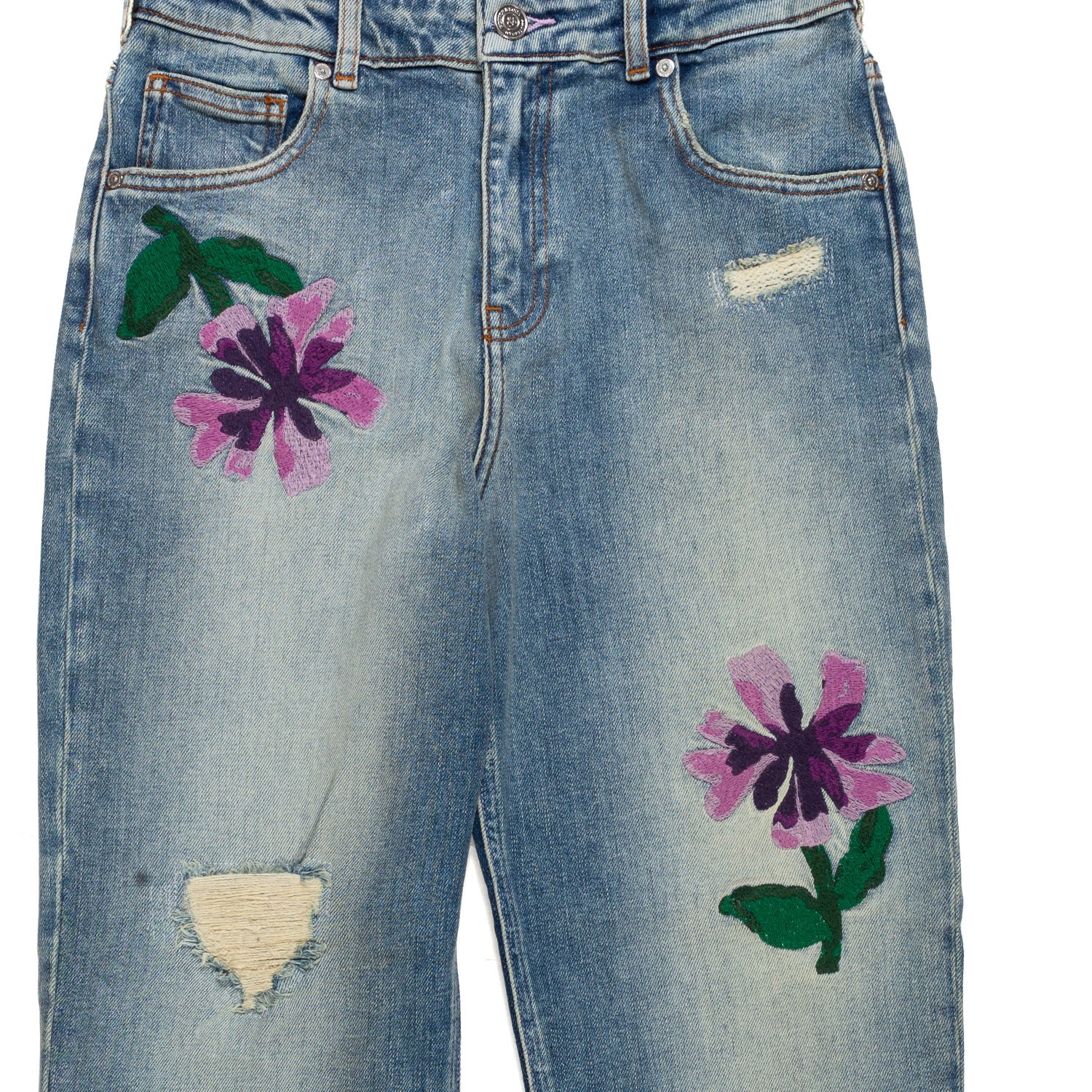 Jeans con ricami a fiori - annameglio.com abbigliamento moda