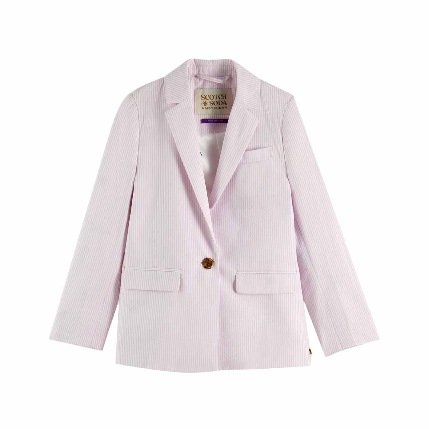 Blazer monopetto a righe in seersucker - annameglio.com abbigliamento moda