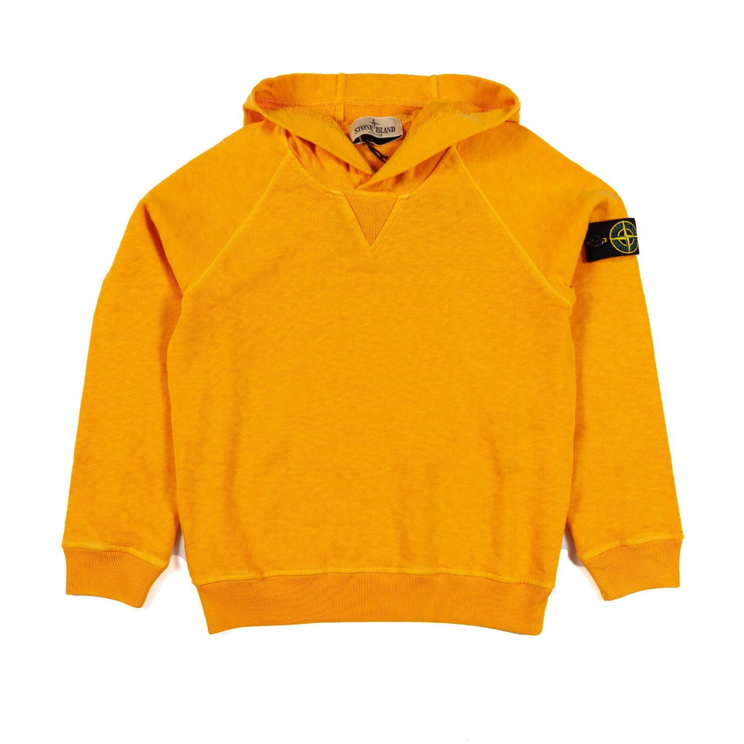 FELPA HOODIE GIALLO SCURO CON PATCH LOGO COMPASS - annameglio.com abbigliamento moda