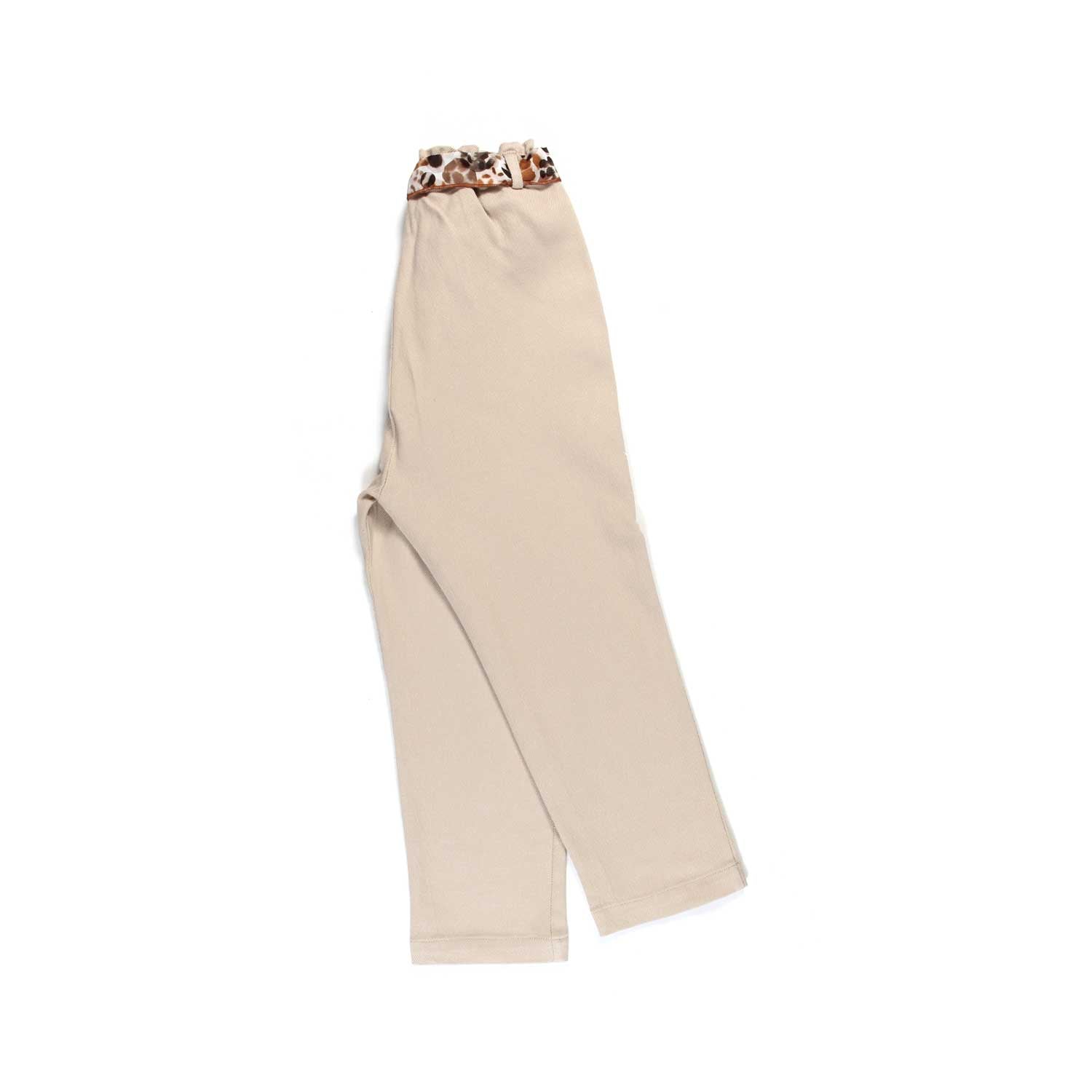 Pantalone bambina sabbia con cinta floreale - annameglio.com abbigliamento moda