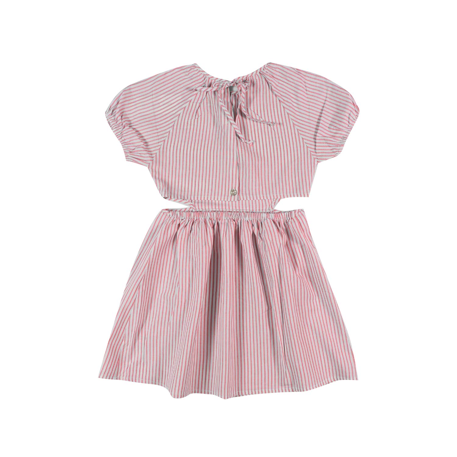 ABITO BIANCO E ROSA A RIGHE CON CUT OUT BAMBINA - annameglio.com abbigliamento moda