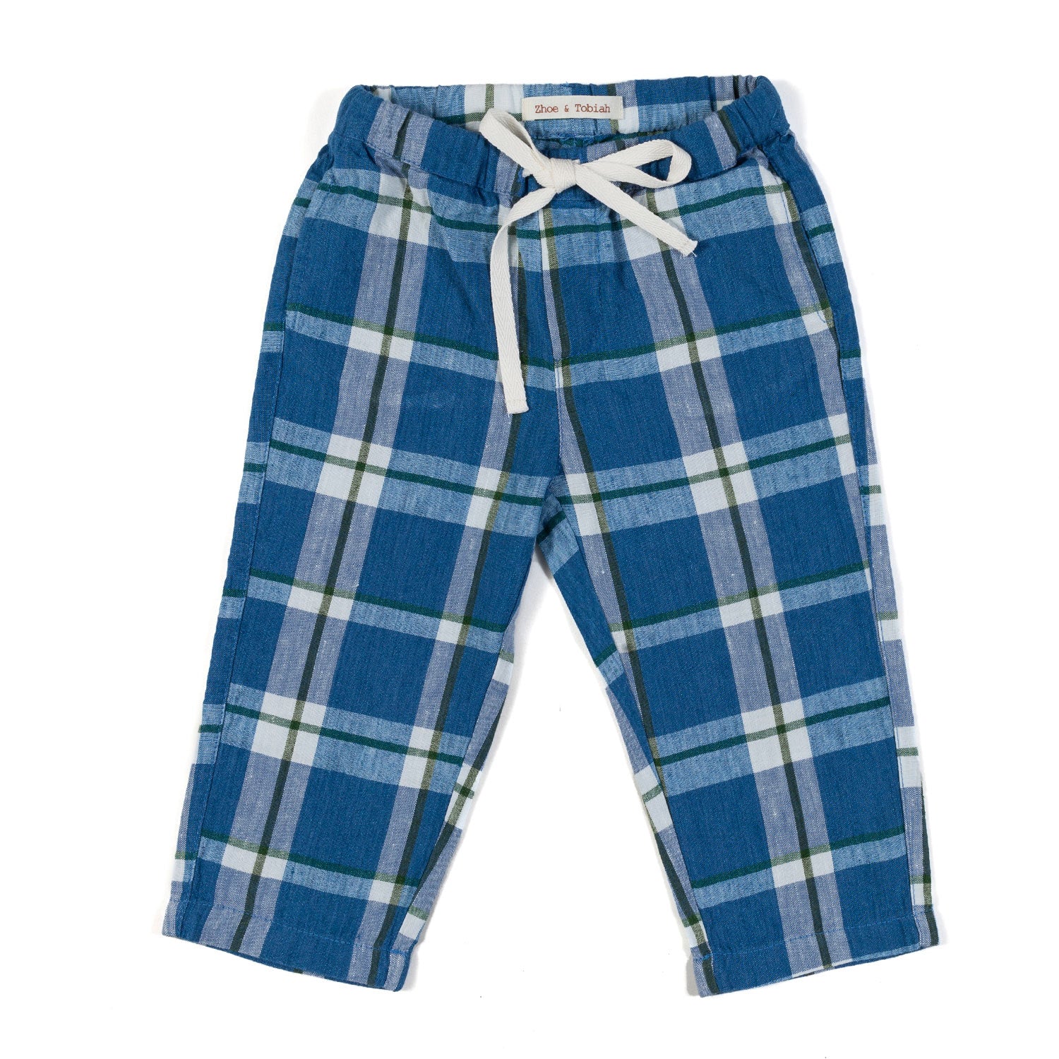 Pantalone azzurro a quadri bambino - annameglio.com abbigliamento moda