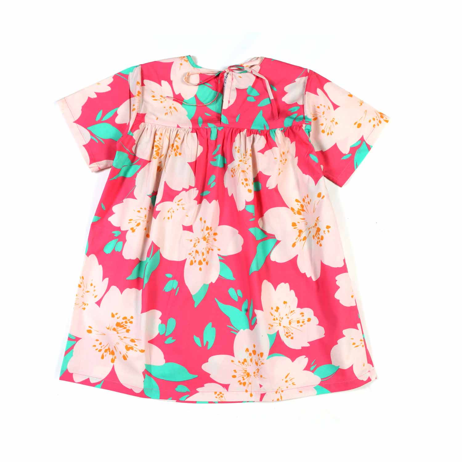 ABITO FUCSIA CON FIORI ROSA E VERDI BAMBINA - annameglio.com abbigliamento moda