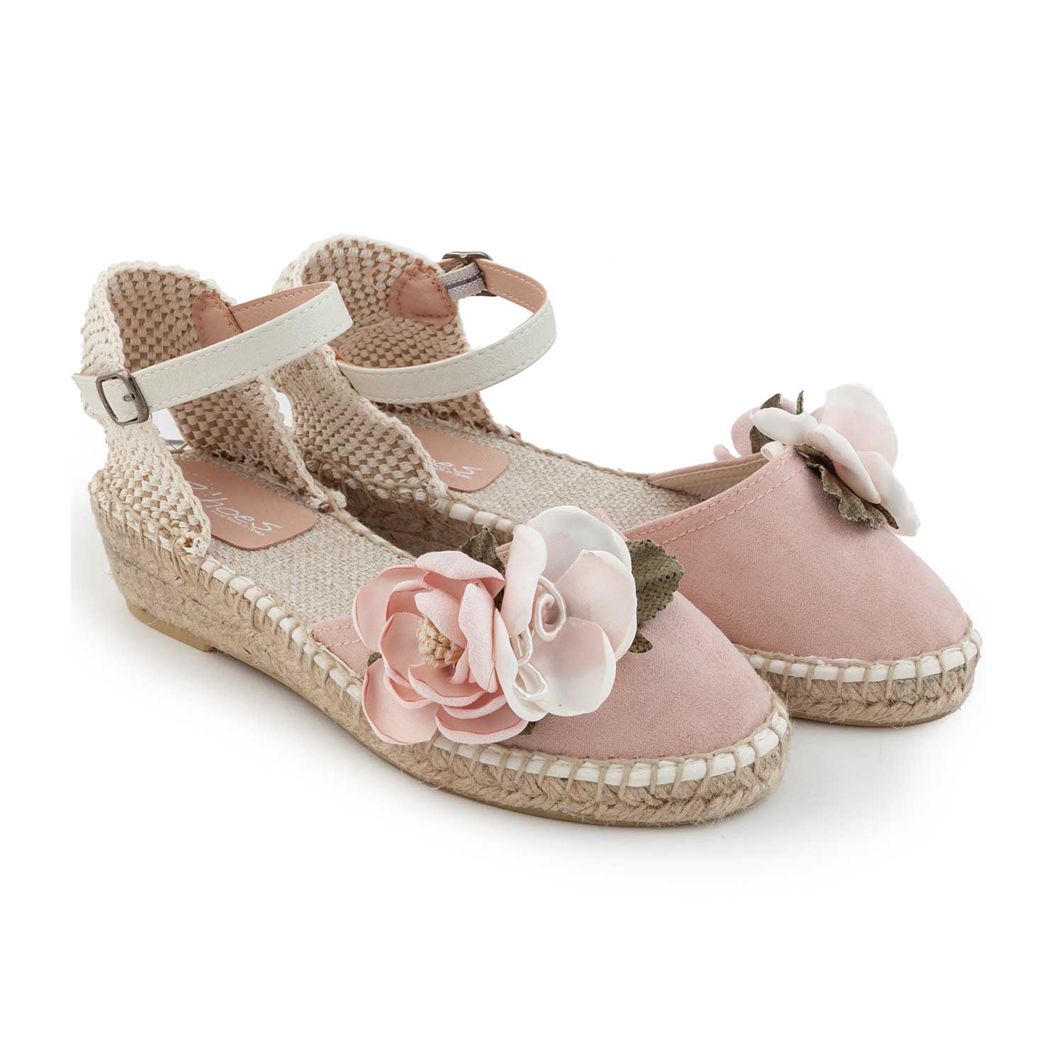 ESPADRILLAS ROSA ANTICO E BEIGE CON FIORI ROSA - annameglio.com abbigliamento moda