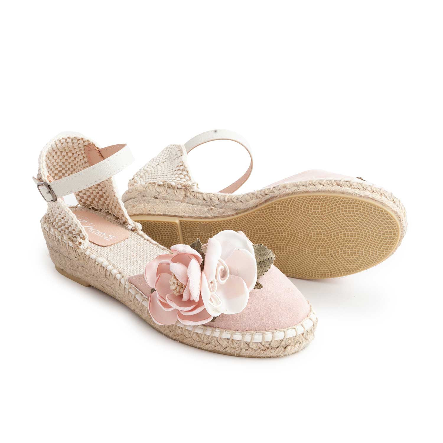 ESPADRILLAS ROSA ANTICO E BEIGE CON FIORI ROSA - annameglio.com abbigliamento moda