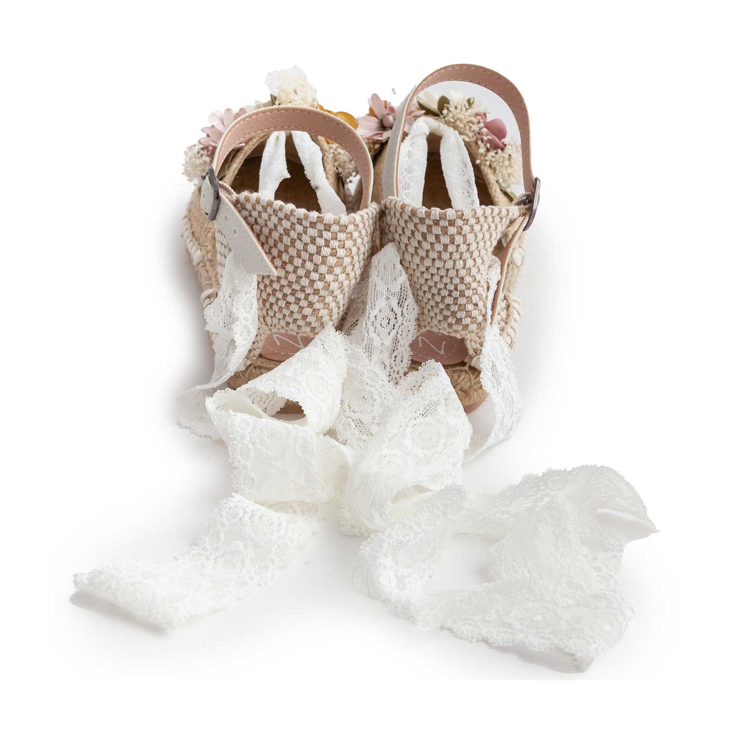 ESPADRILLAS BEIGE CON NASTRO IN PIZZO E FIORI - annameglio.com abbigliamento moda