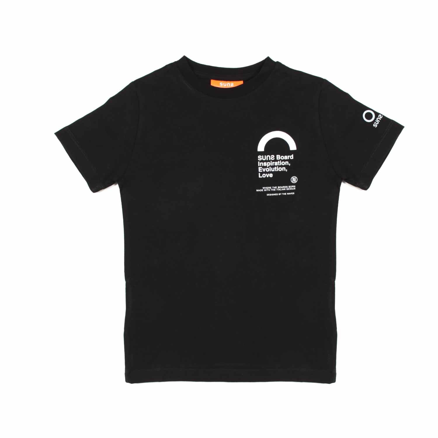 T-SHIRT NERA CON STAMPE BIANCHE BAMBINO E TEENAGER - annameglio.com abbigliamento moda