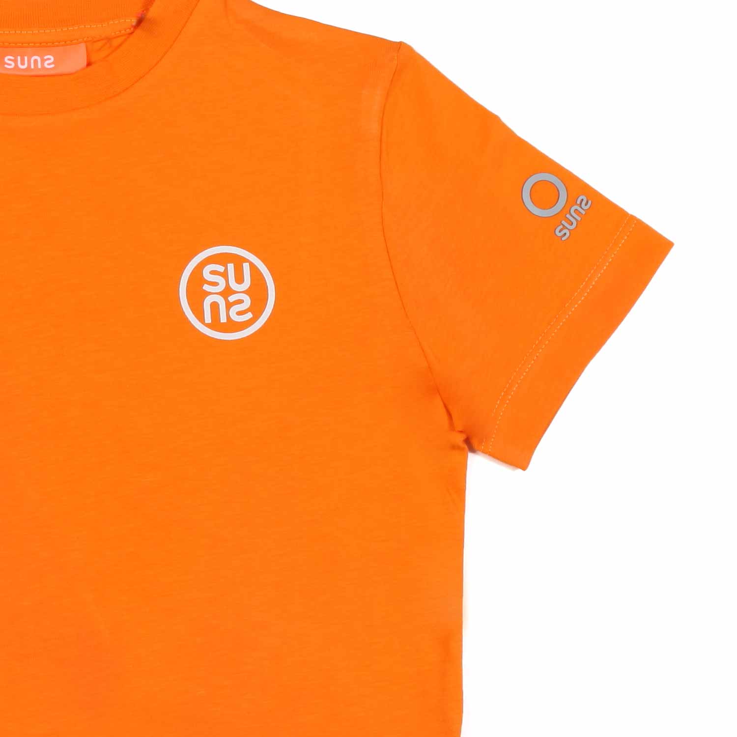 T-SHIRT ARANCIO CON STAMPE BIANCHE BAMBINO E TEEN - annameglio.com abbigliamento moda