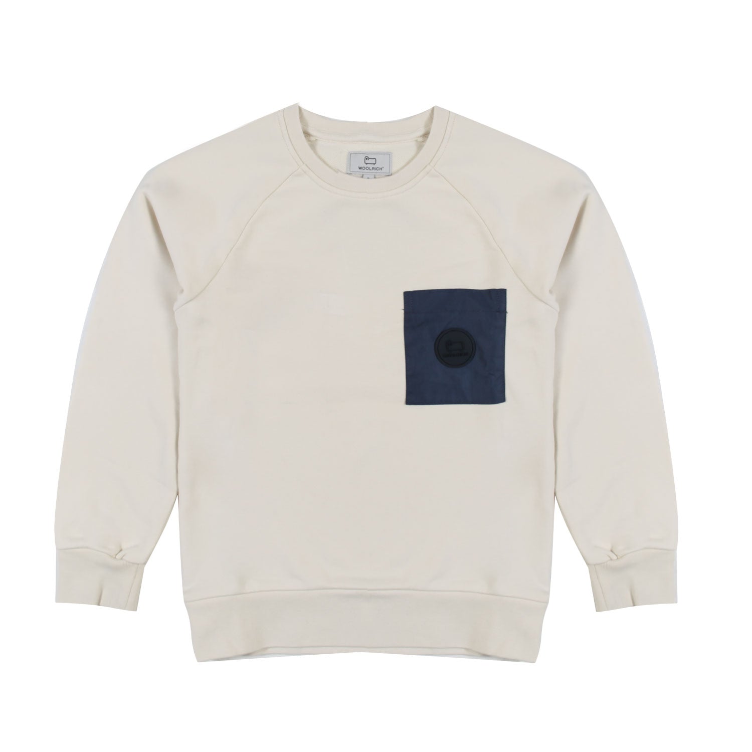 FELPA BIANCO PANNA CON TASCA BLU BAMBINO E RAGAZZO - annameglio.com abbigliamento moda