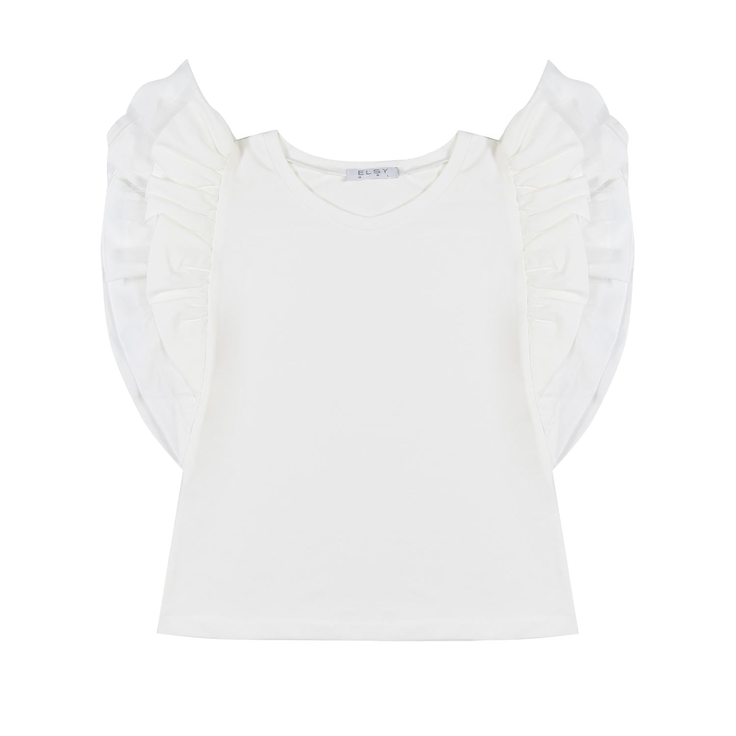 TOP BIANCO CON VOLANTS BAMBINA E TEENAGER - annameglio.com abbigliamento moda