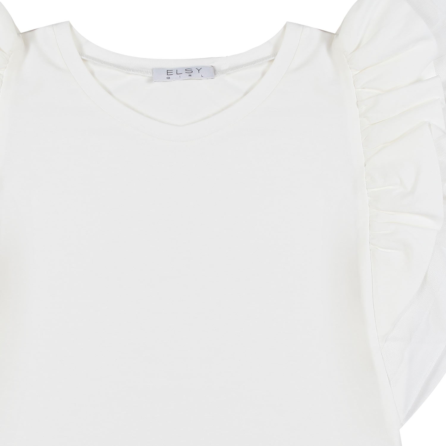 TOP BIANCO CON VOLANTS BAMBINA E TEENAGER - annameglio.com abbigliamento moda