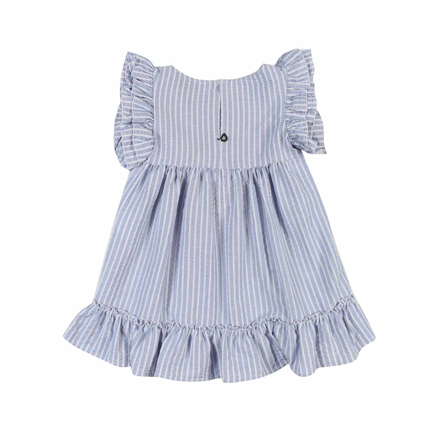 ABITO BIANCO E CELESTE A RIGHE CON BALZA BAMBINA - annameglio.com abbigliamento moda