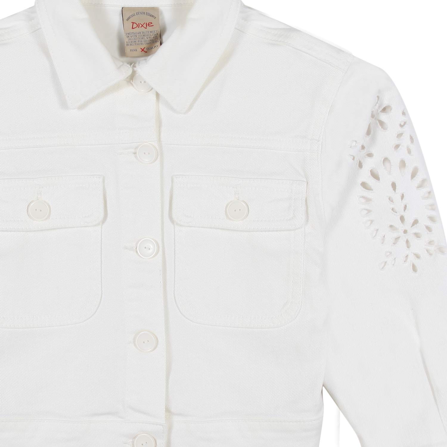 BOLERO TRUCKER BIANCO CON RICAMI BAMBINA E RAGAZZA - annameglio.com abbigliamento moda