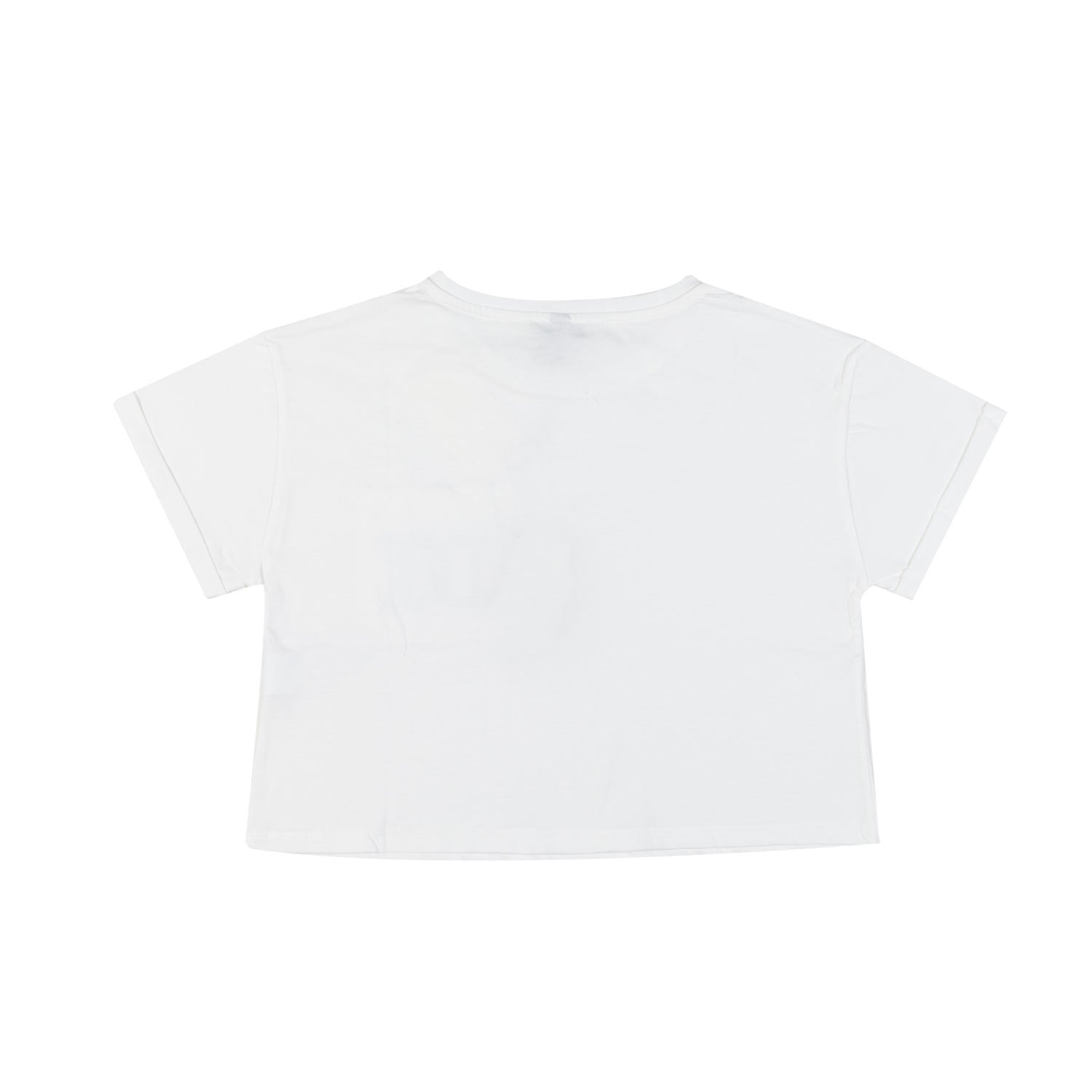 T-SHIRT CROPPED BIANCA CON LOGO BLU GLITTER - annameglio.com abbigliamento moda