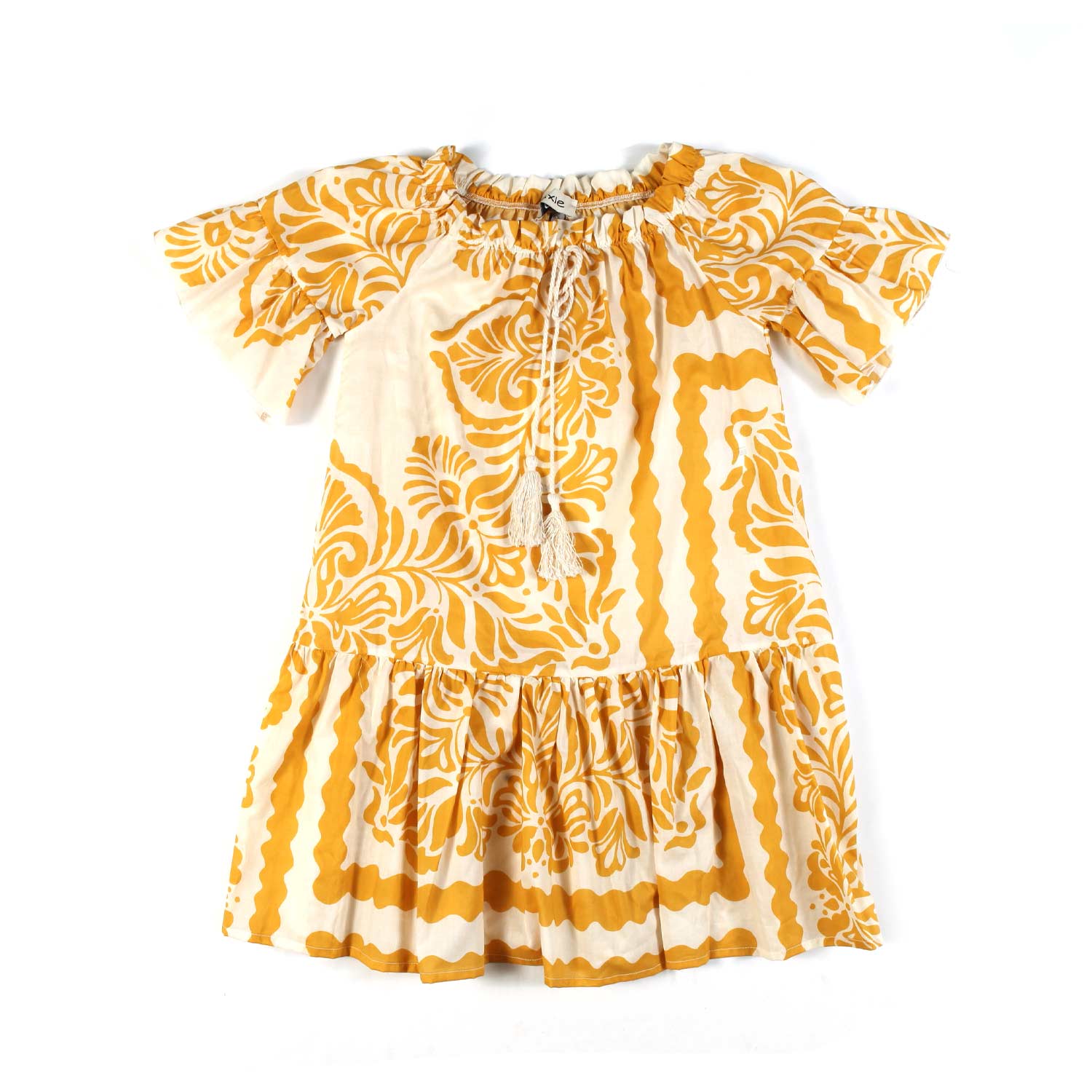 ABITO BIANCO NATURALE E SENAPE BAMBINA E RAGAZZA - annameglio.com abbigliamento moda