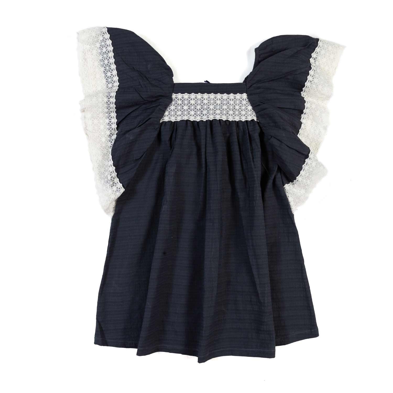 ABITO ANTRACITE CON PIZZO BIANCO BAMBINA - annameglio.com abbigliamento moda