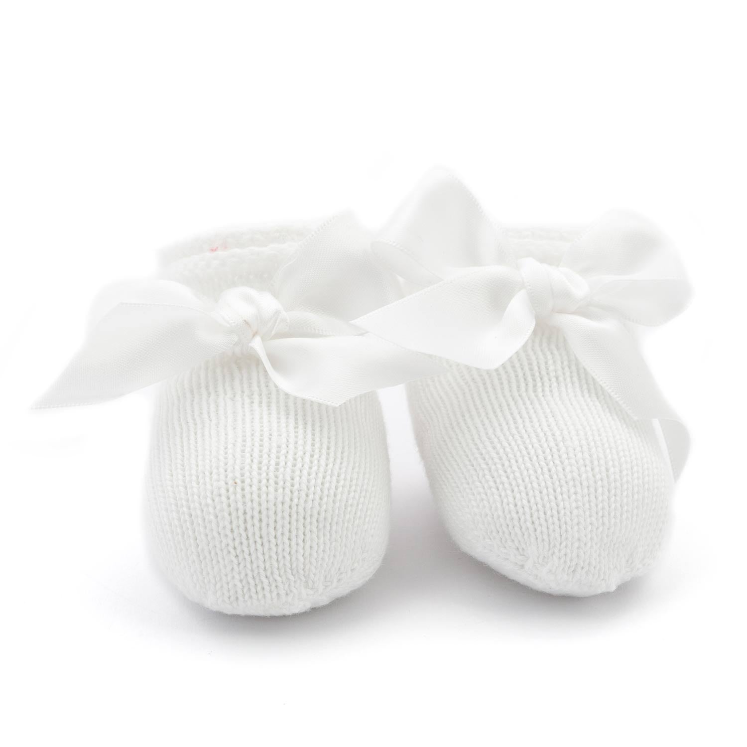 BABBUCCE NASCITA IN TRICOT BIANCHE NEONATA - annameglio.com abbigliamento moda