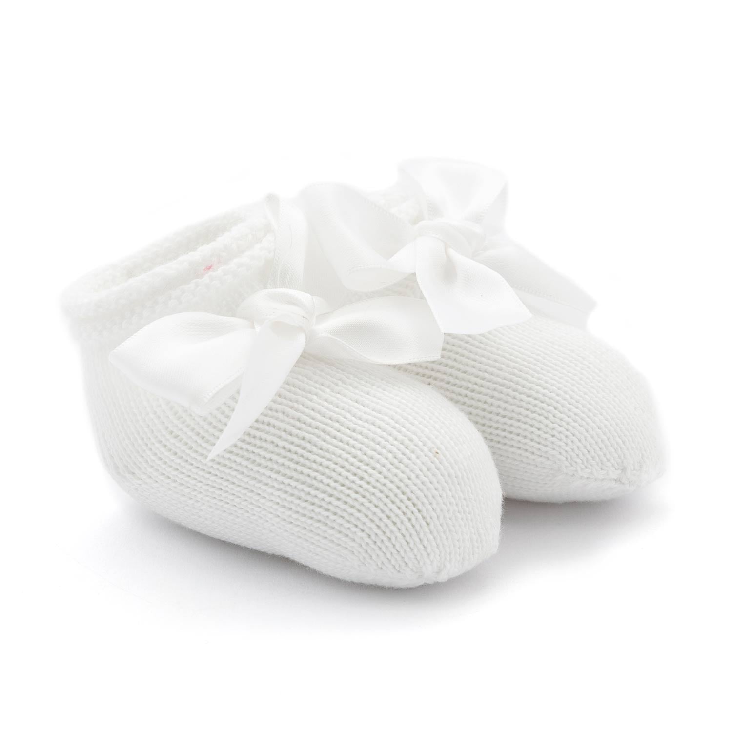 BABBUCCE NASCITA IN TRICOT BIANCHE NEONATA - annameglio.com abbigliamento moda