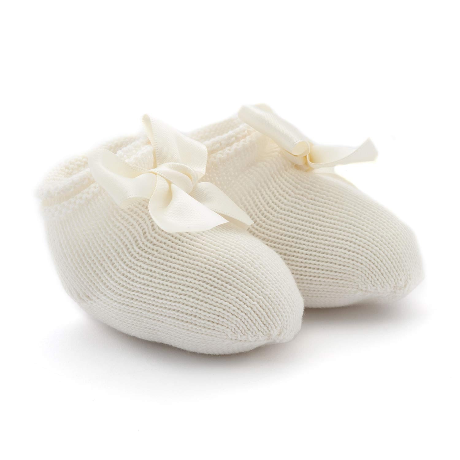 BABBUCCE NASCITA IN TRICOT PANNA NEONATA - annameglio.com abbigliamento moda