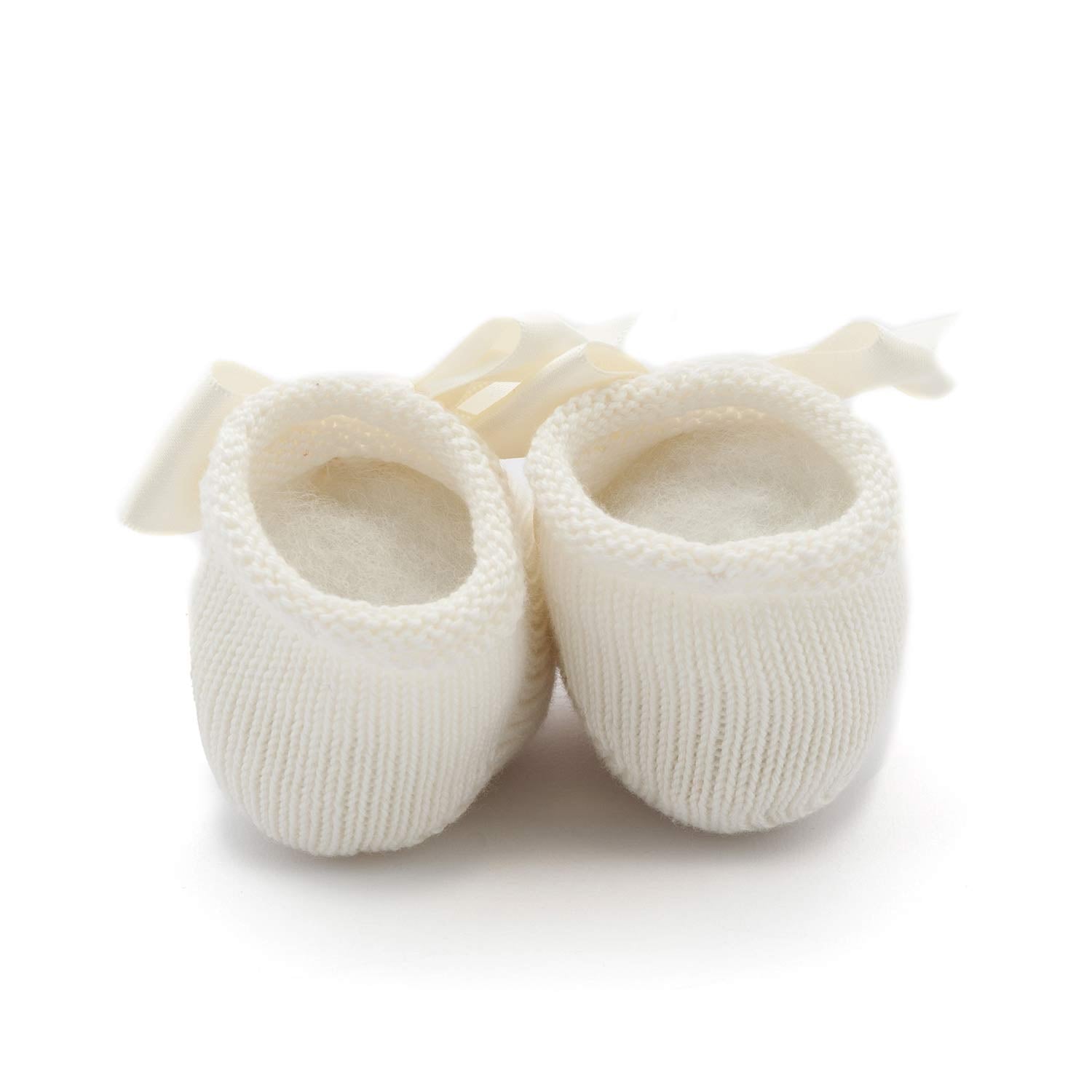 BABBUCCE NASCITA IN TRICOT PANNA NEONATA - annameglio.com abbigliamento moda