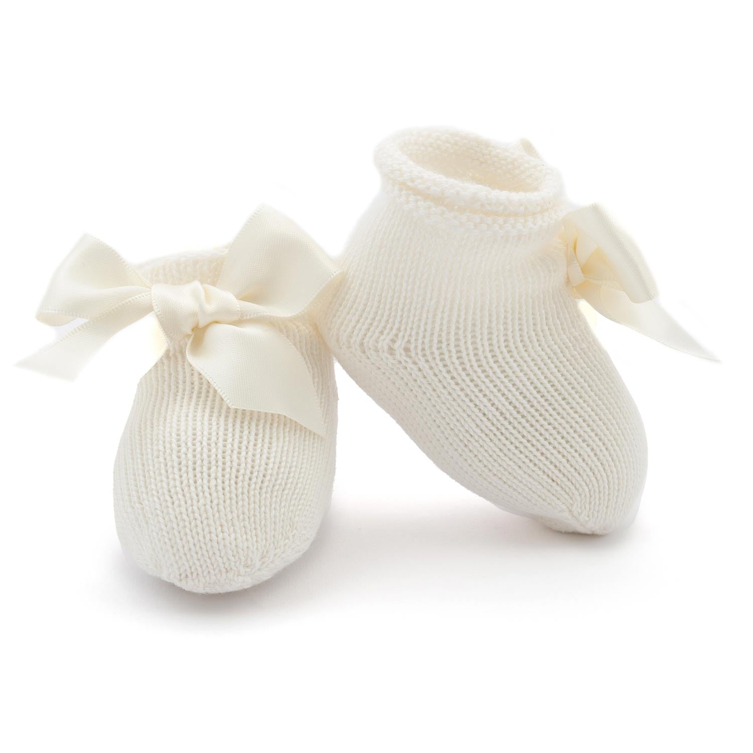 BABBUCCE NASCITA IN TRICOT PANNA NEONATA - annameglio.com abbigliamento moda