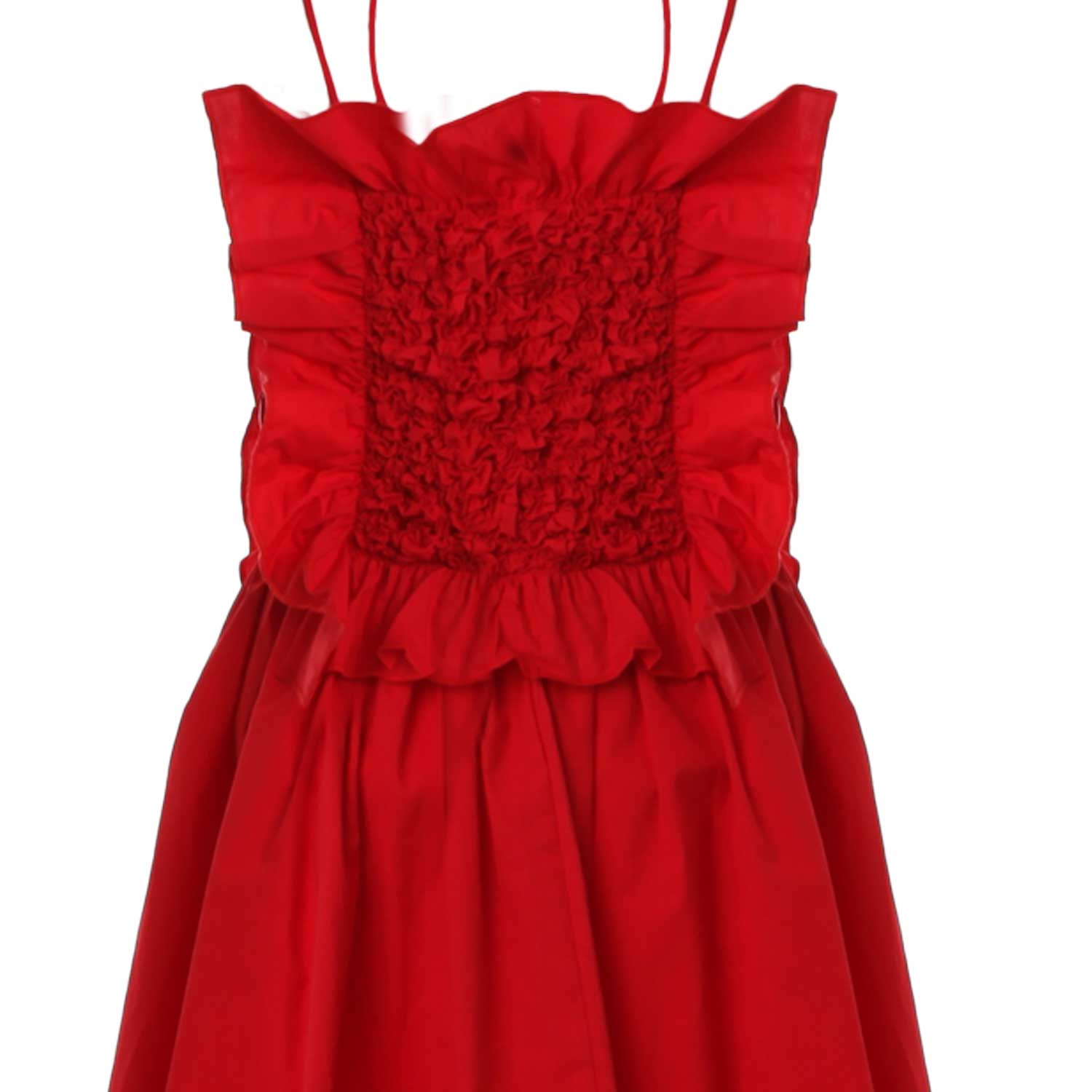 ABITO ROSSO CON ROUCHES E VOLANTS - annameglio.com abbigliamento moda