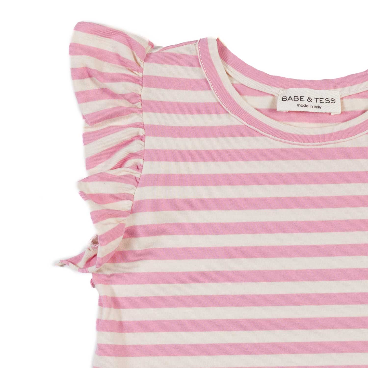 T-SHIRT PANNA E ROSA A RIGHE CON VOLANTS BAMBINA - annameglio.com abbigliamento moda
