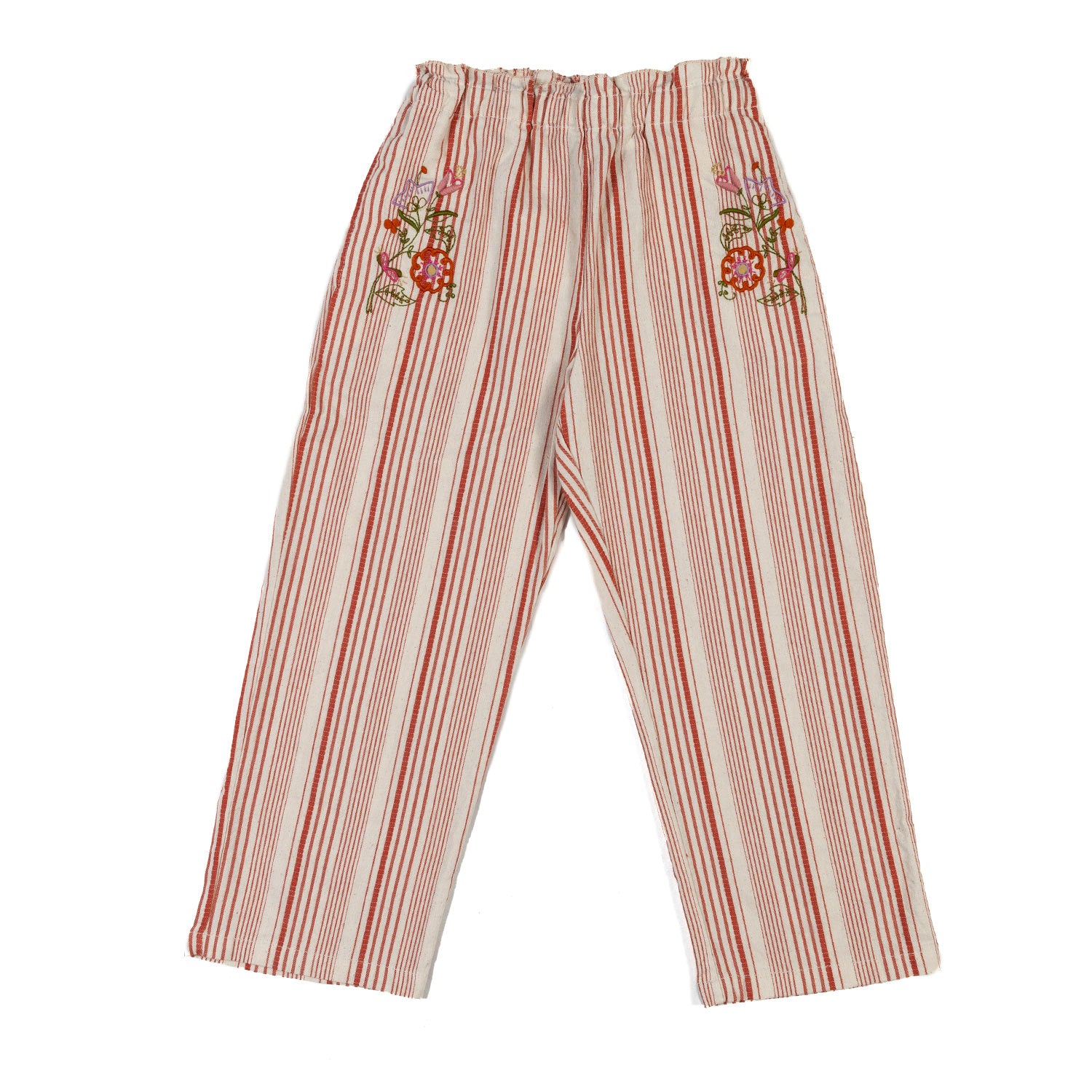 PANTALONE PANNA E ROSSO MATTONE A RIGHE BAMBINA - annameglio.com abbigliamento moda