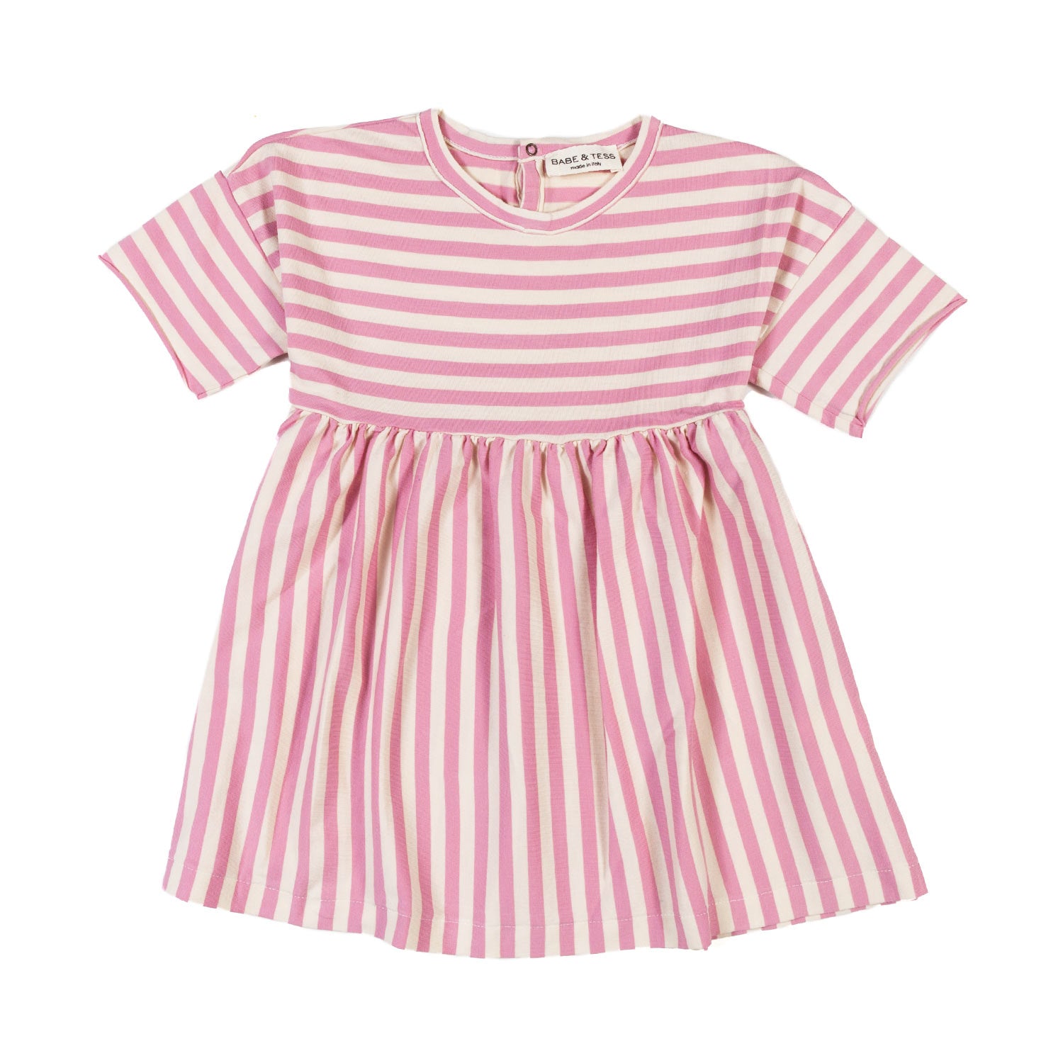 ABITO PANNA E ROSA A RIGHE BIMBA E BAMBINA - annameglio.com abbigliamento moda