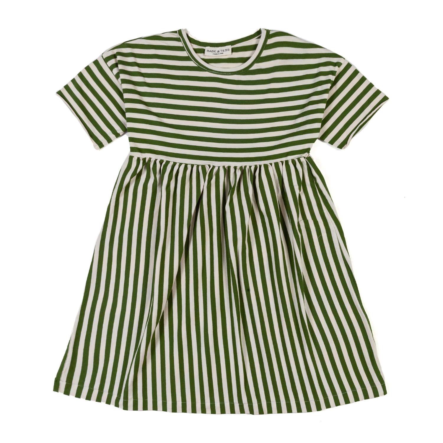 ABITO PANNA E VERDE A RIGHE BIMBA E BAMBINA - annameglio.com abbigliamento moda