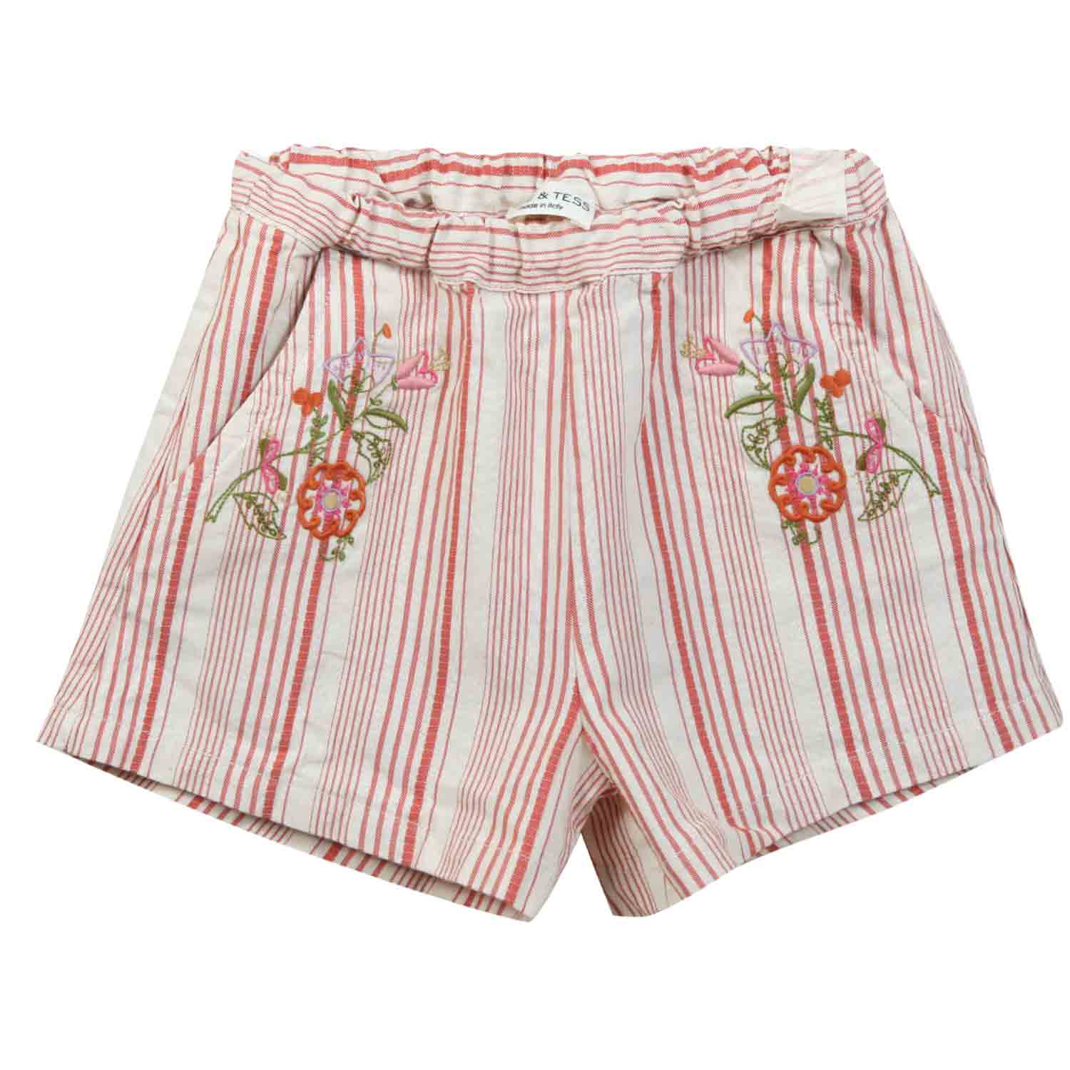 BERMUDA BEIGE E ROSSO A RIGHE BAMBINA - annameglio.com abbigliamento moda