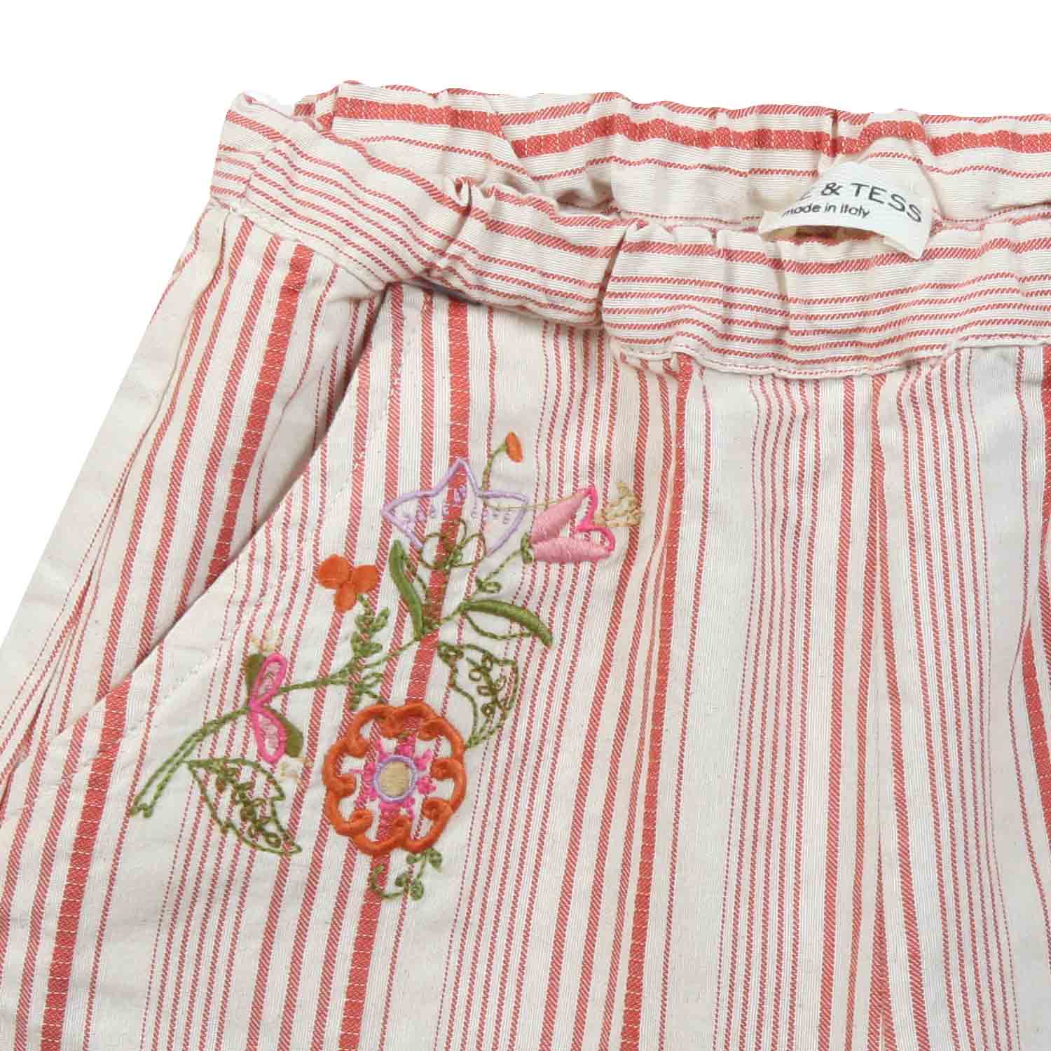 BERMUDA BEIGE E ROSSO A RIGHE BAMBINA - annameglio.com abbigliamento moda