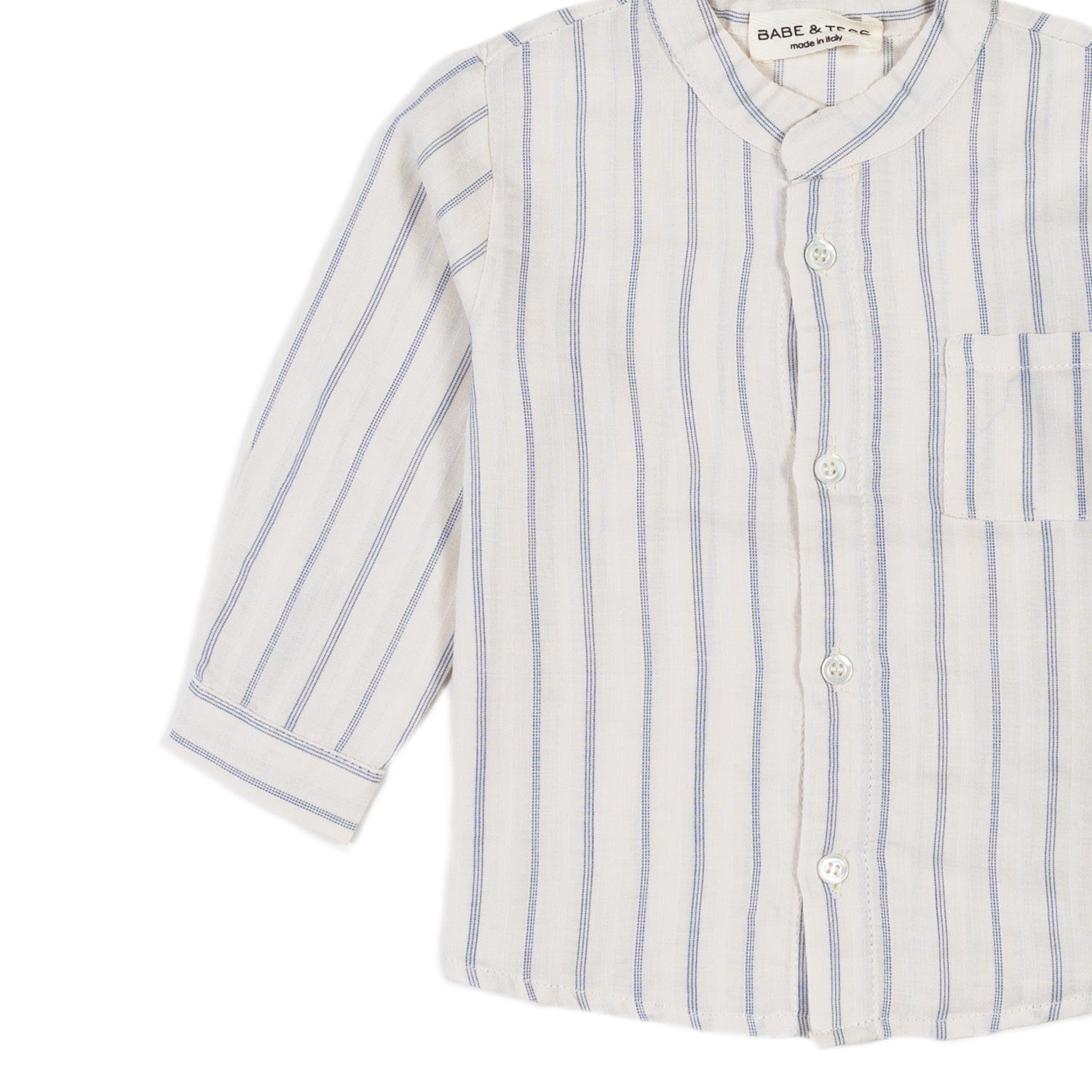 CAMICIA COREANA BIANCA A RIGHE AZZURRE BIMBO - annameglio.com abbigliamento moda