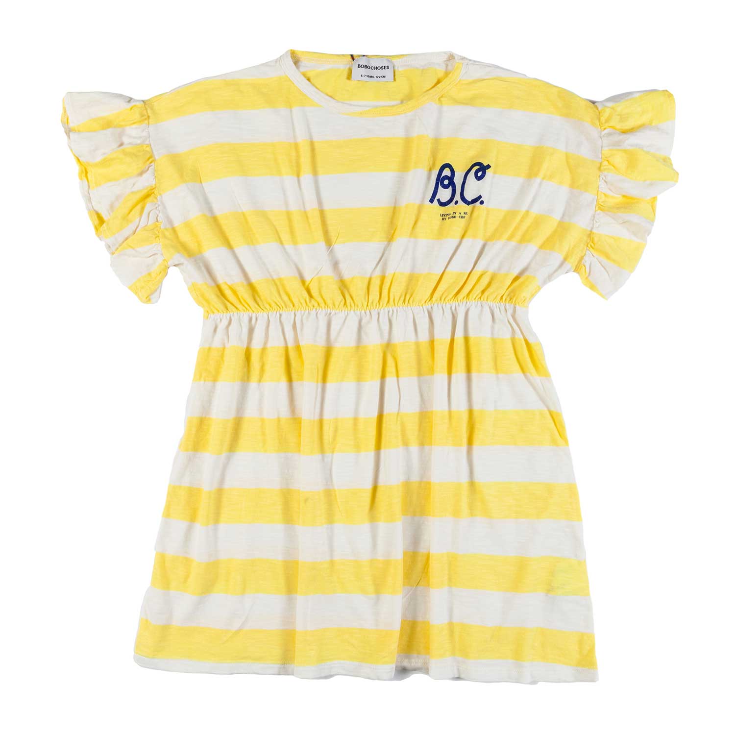 VESTITO BIANCO E GIALLO A STRISCE BAMBINA - annameglio.com abbigliamento moda