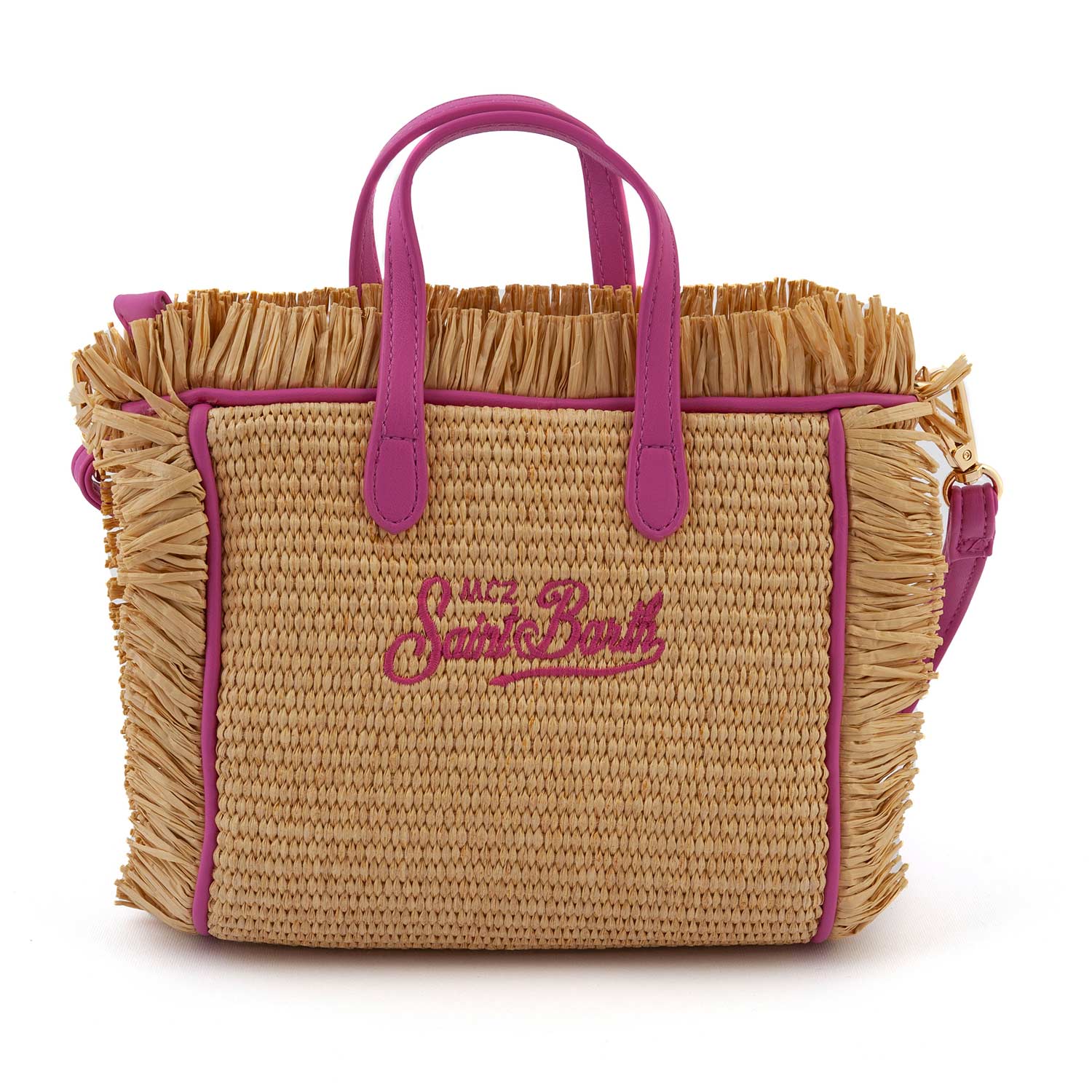 BORSA MINI VANITY STRAW NATURALE E FUCSIA - annameglio.com abbigliamento moda