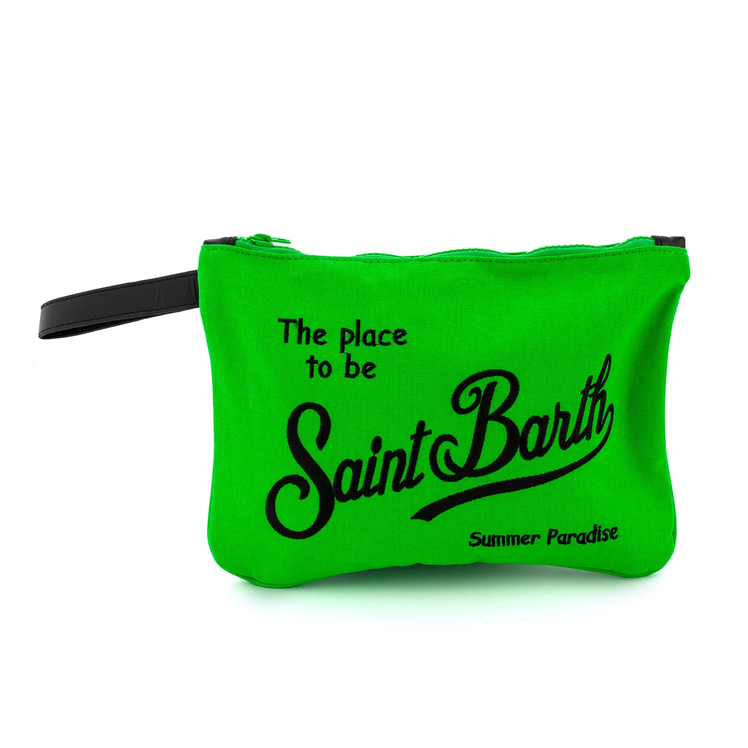 POCHETTE PARISIENNE VERDE FLUO CON LOGHI NERI - annameglio.com abbigliamento moda