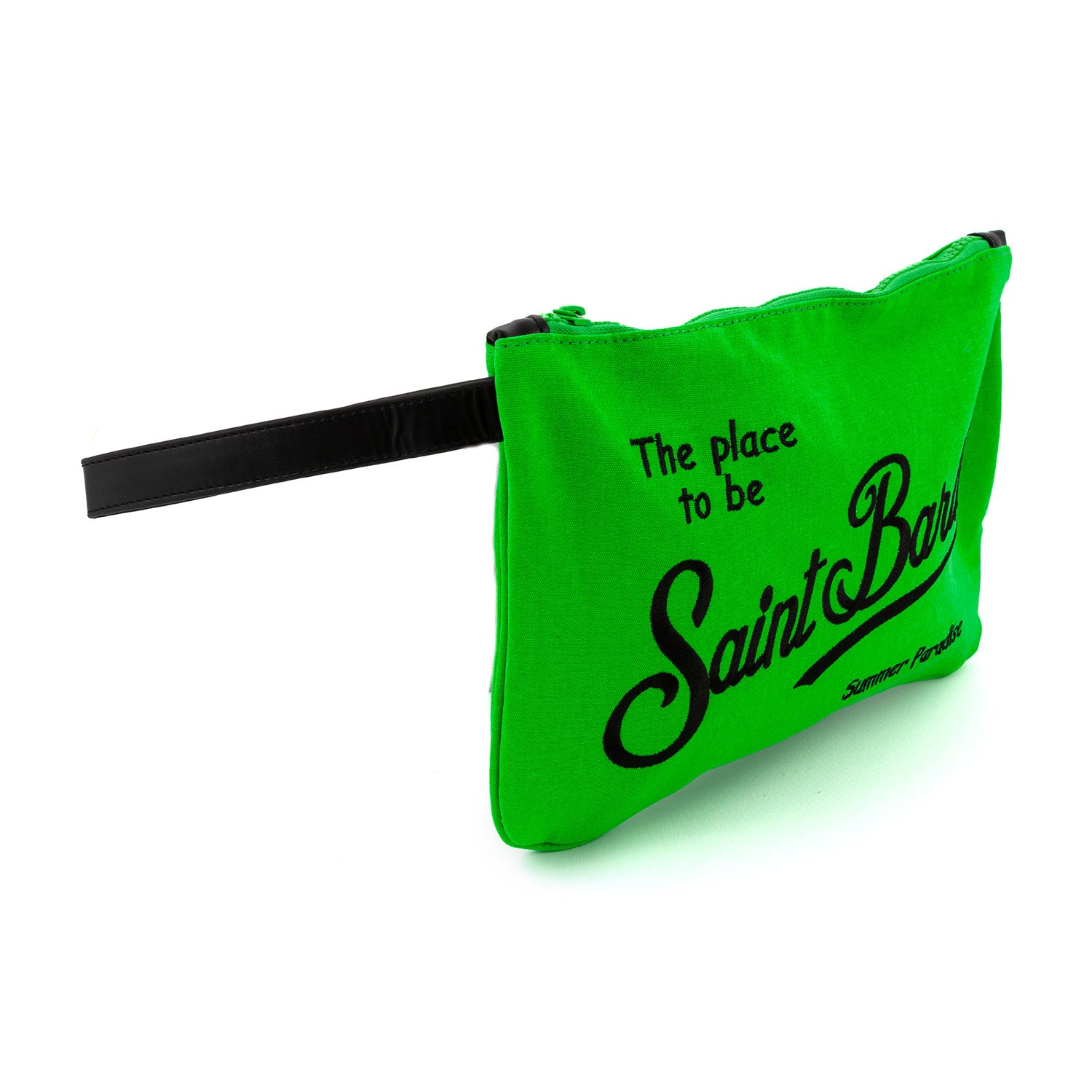 POCHETTE PARISIENNE VERDE FLUO CON LOGHI NERI - annameglio.com abbigliamento moda