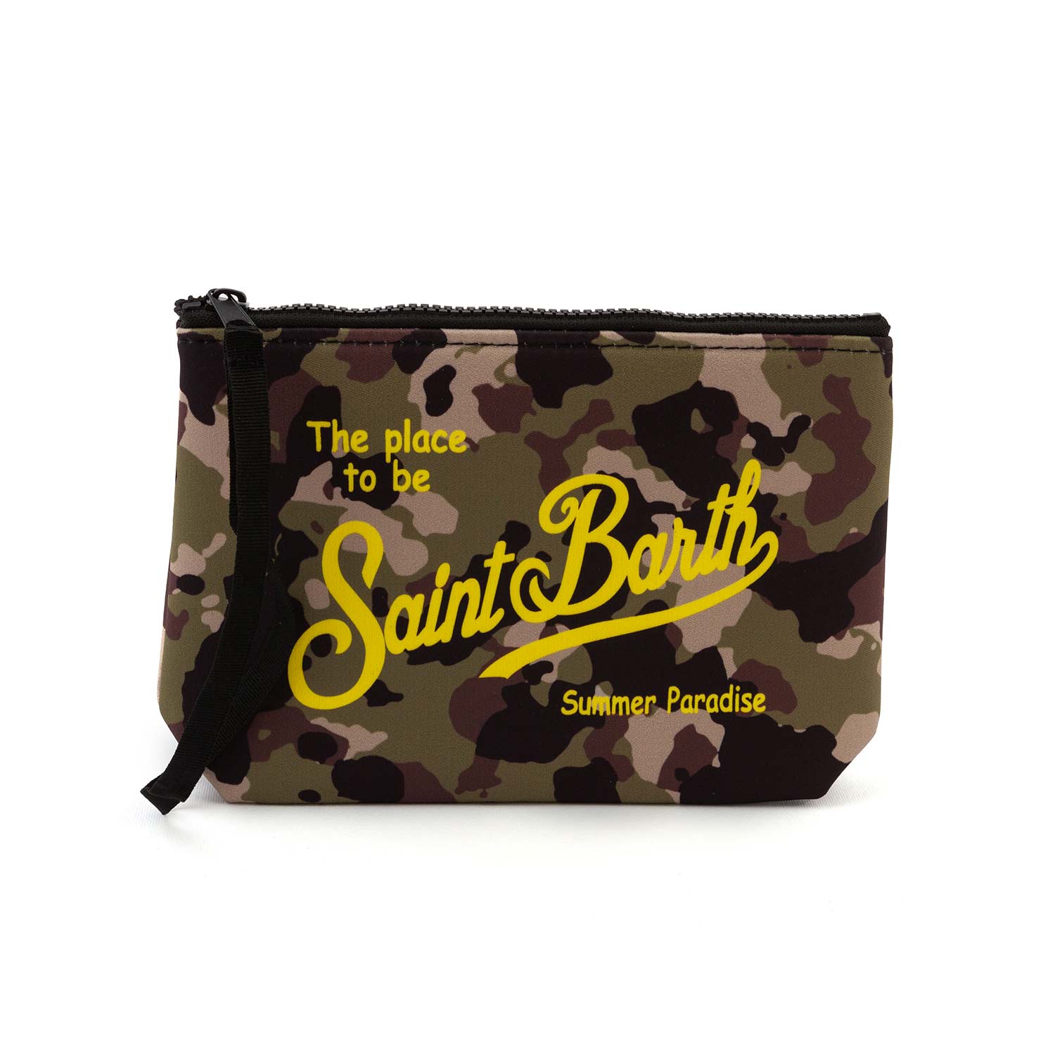POCHETTE ALINE CAMOUFLAGE MILITARE CON LOGO GIALLO - annameglio.com abbigliamento moda