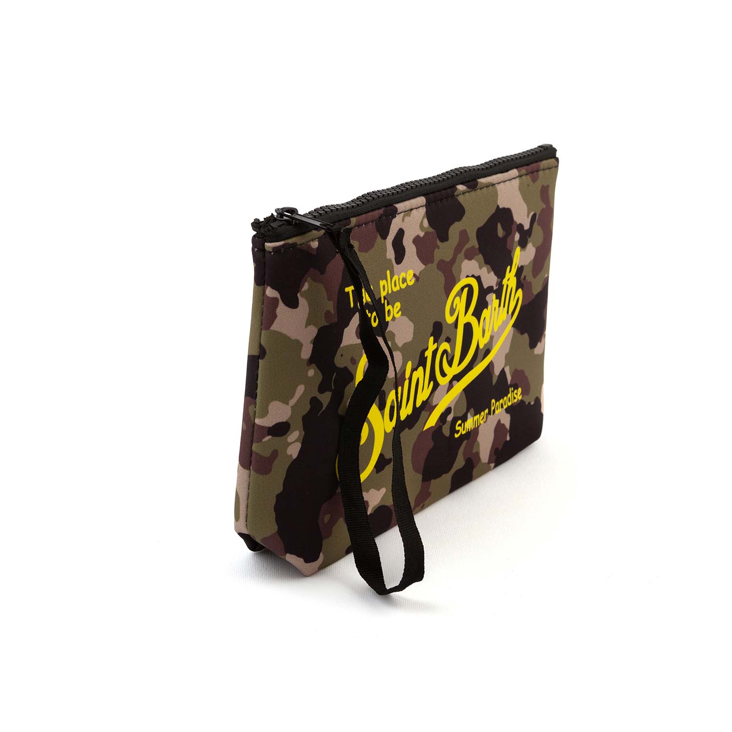 POCHETTE ALINE CAMOUFLAGE MILITARE CON LOGO GIALLO - annameglio.com abbigliamento moda