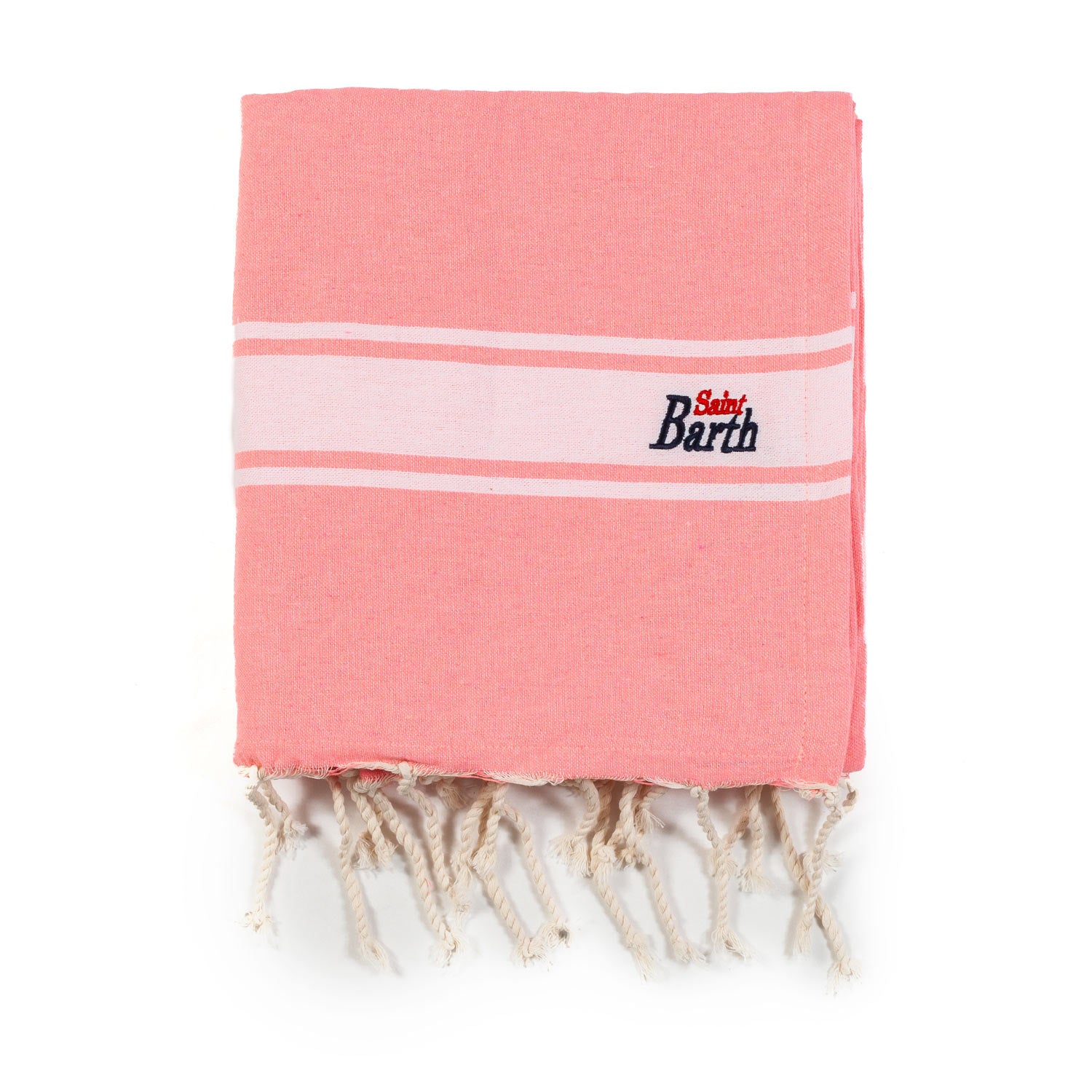 TELO MARE FOUTA IN SPUGNA ROSA FLUO E BIANCO - annameglio.com abbigliamento moda