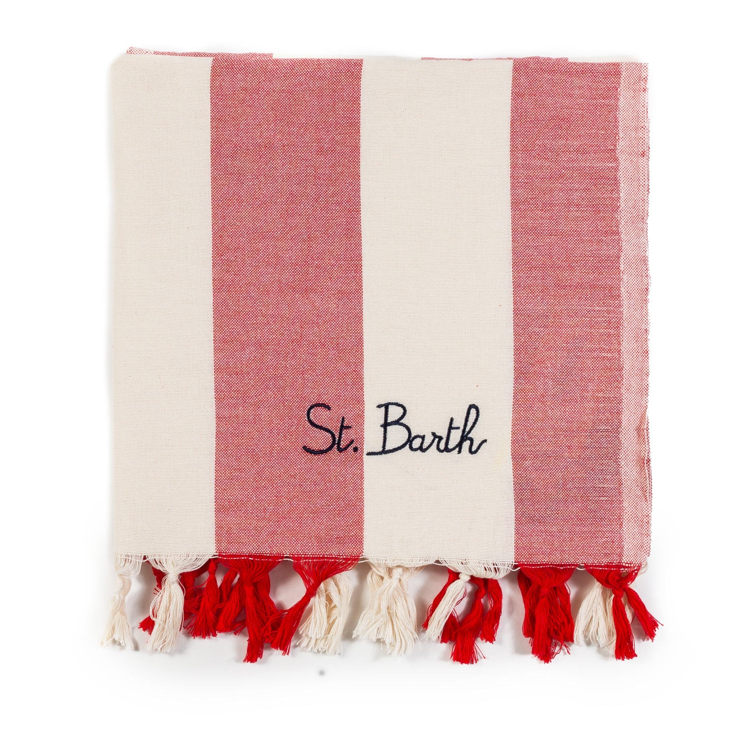 TELO MARE FOUTA BIANCO PANNA E ROSSO A STRISCE - annameglio.com abbigliamento moda