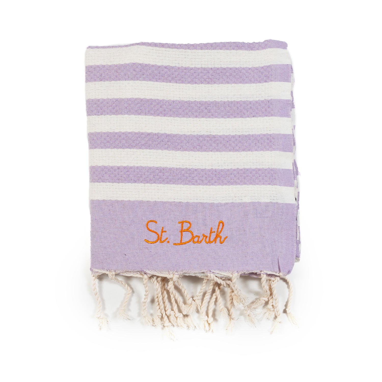 TELO MARE FOUTA BIANCO E VIOLA GLICINE A RIGHE - annameglio.com abbigliamento moda