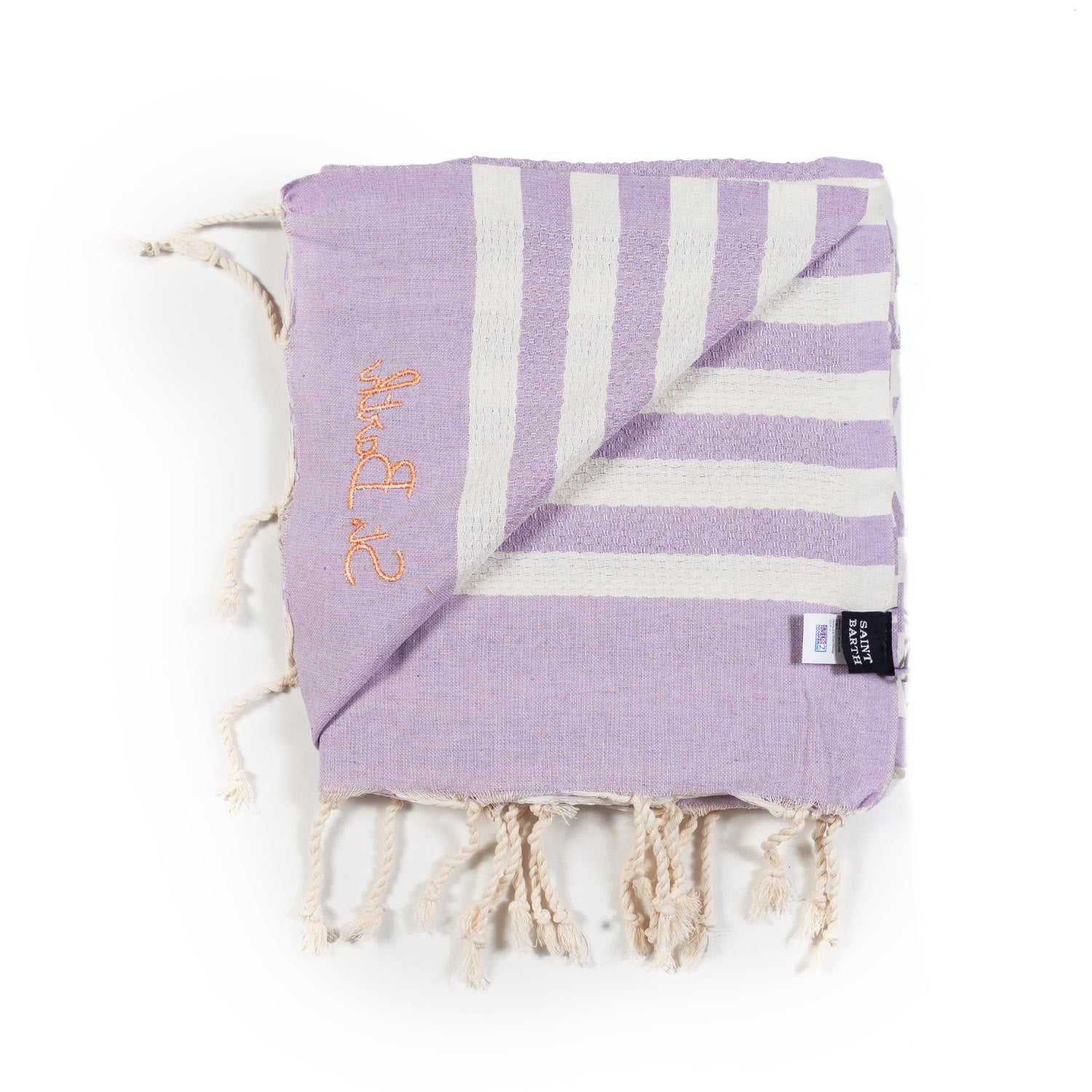 TELO MARE FOUTA BIANCO E VIOLA GLICINE A RIGHE - annameglio.com abbigliamento moda