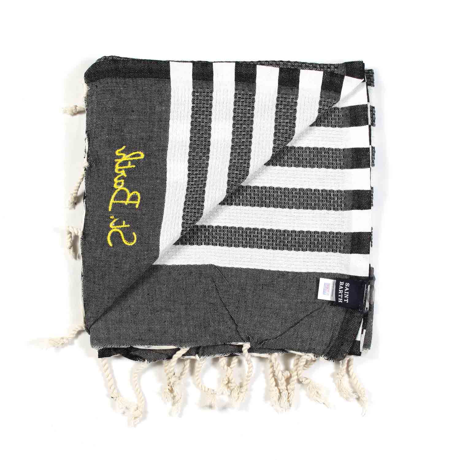 TELO MARE FOUTA BIANCO NATURALE E GRAFITE A RIGHE - annameglio.com abbigliamento moda