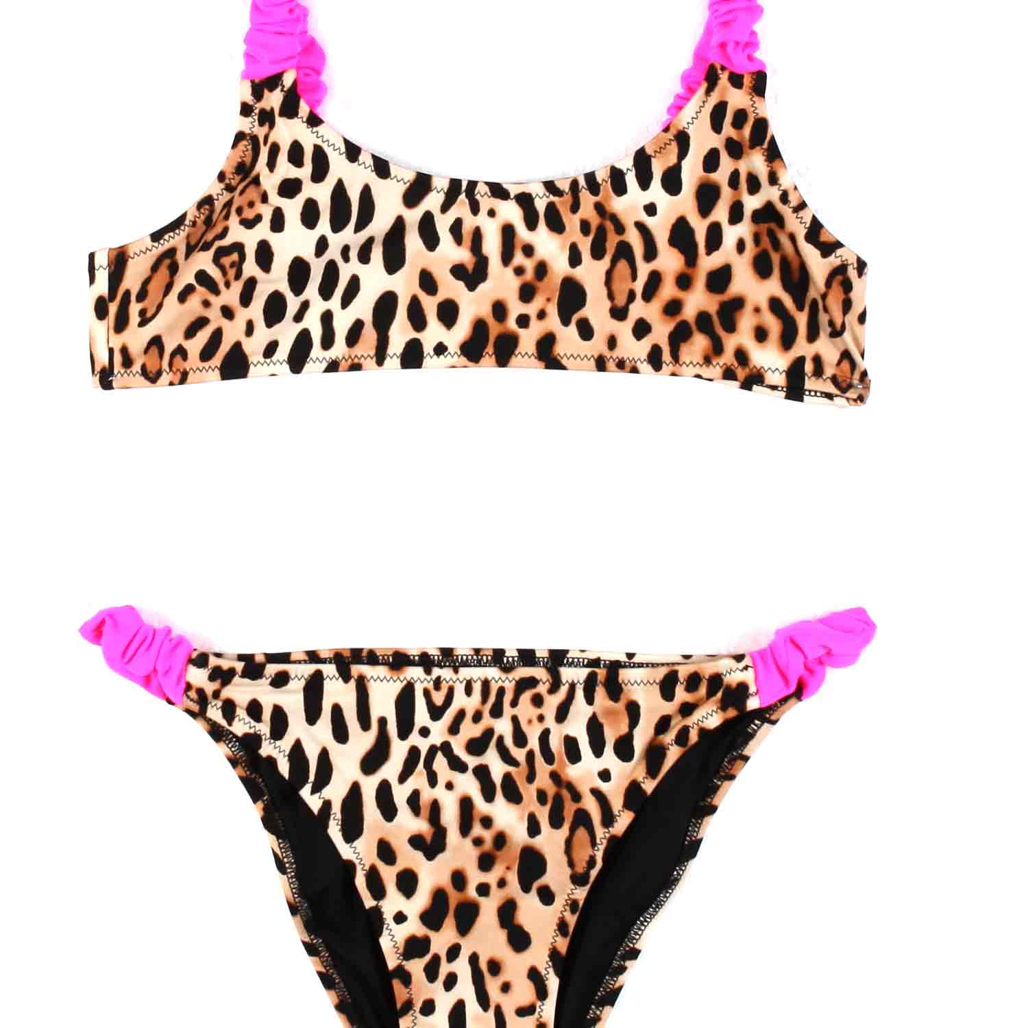 BIKINI KAITLYN LEOPARDATO E ROSA FLUO - annameglio.com abbigliamento moda