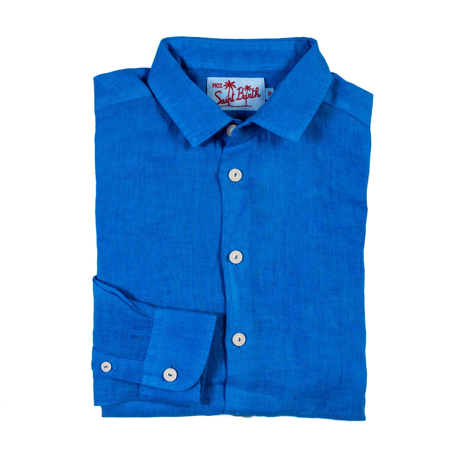 CAMICIA LINO BLU INDACO BAMBINO E TEENAGER - annameglio.com abbigliamento moda