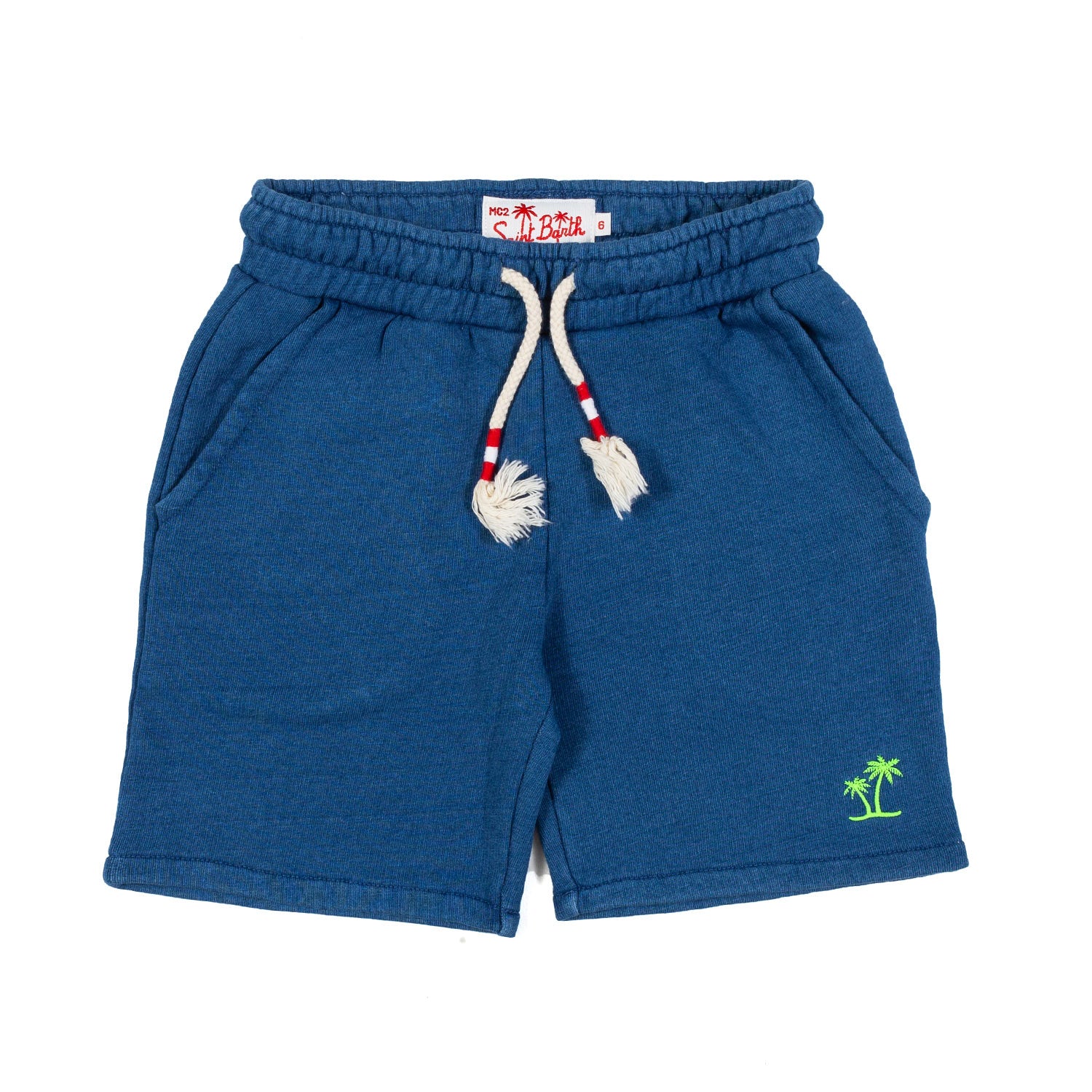 Pantaloncini di cotone blu con logo - annameglio.com abbigliamento moda