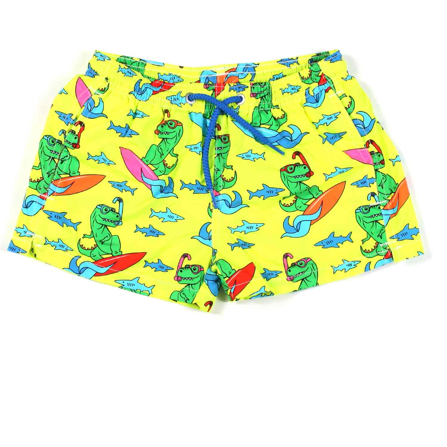 COSTUME BOXER GIALLO FLUO CON T-REX VERDI BAMBINO - annameglio.com abbigliamento moda