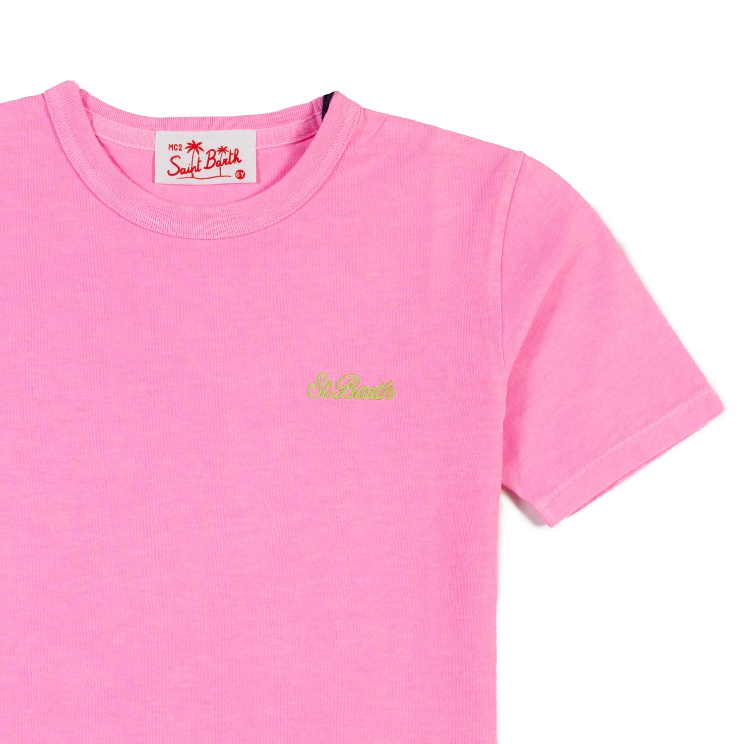 T-SHIRT DOVER UNISEX ROSA CON LOGO GIALLO FLUO - annameglio.com abbigliamento moda